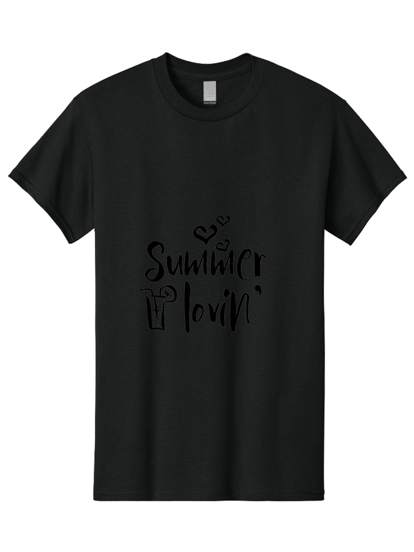 Summer-Lovin Men'S Graphic Tee, 100% Cotton, Comfortable Casual Summer Wear, Machine Washable, Summer Vibes, Refreshing Drink, Cocktail Glass, Lime Slice, Straw, Heart Icons, Summer Love, Summer Fun, Trendy Typography, Handwritten Font Aad207 17