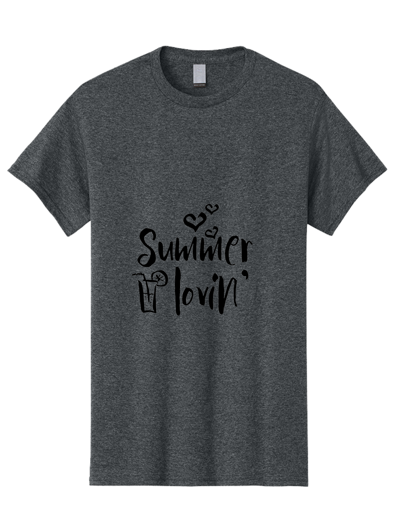 Summer-Lovin Men'S Graphic Tee, 100% Cotton, Comfortable Casual Summer Wear, Machine Washable, Summer Vibes, Refreshing Drink, Cocktail Glass, Lime Slice, Straw, Heart Icons, Summer Love, Summer Fun, Trendy Typography, Handwritten Font Aad207 19