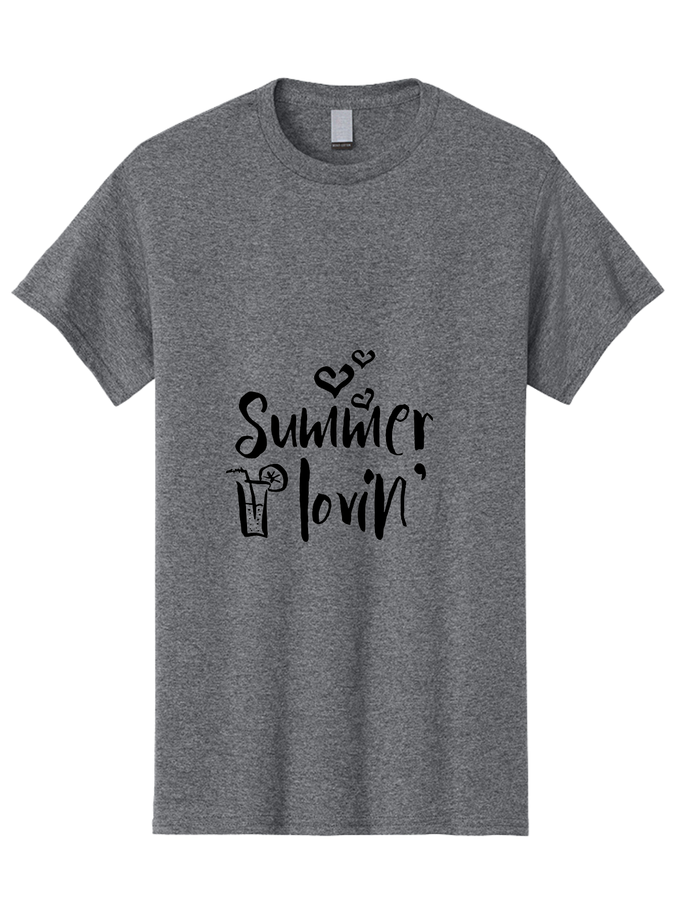 Summer-Lovin Men'S Graphic Tee, 100% Cotton, Comfortable Casual Summer Wear, Machine Washable, Summer Vibes, Refreshing Drink, Cocktail Glass, Lime Slice, Straw, Heart Icons, Summer Love, Summer Fun, Trendy Typography, Handwritten Font Aad207 13