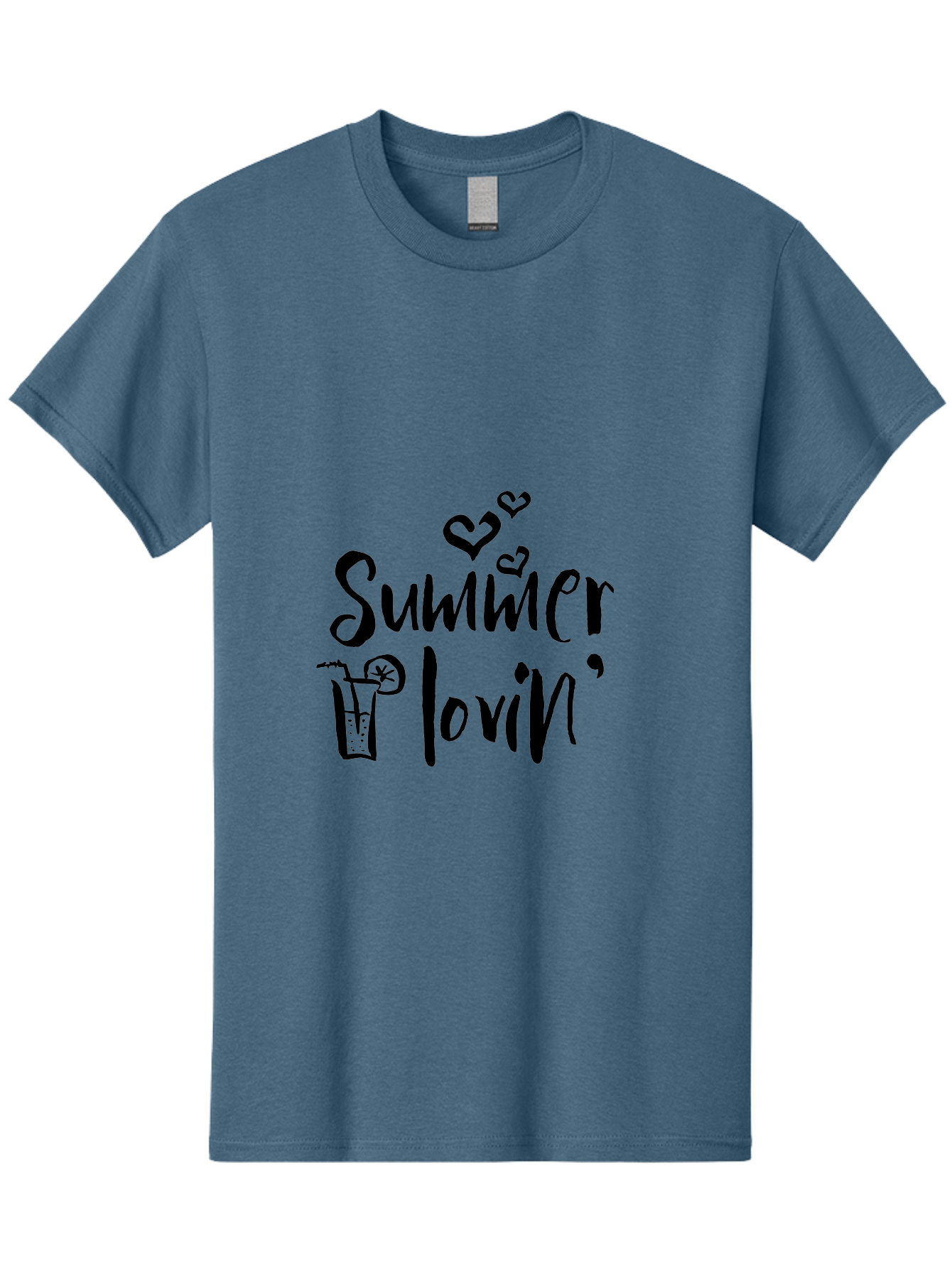 Summer-Lovin Men'S Graphic Tee, 100% Cotton, Comfortable Casual Summer Wear, Machine Washable, Summer Vibes, Refreshing Drink, Cocktail Glass, Lime Slice, Straw, Heart Icons, Summer Love, Summer Fun, Trendy Typography, Handwritten Font Aad207 29