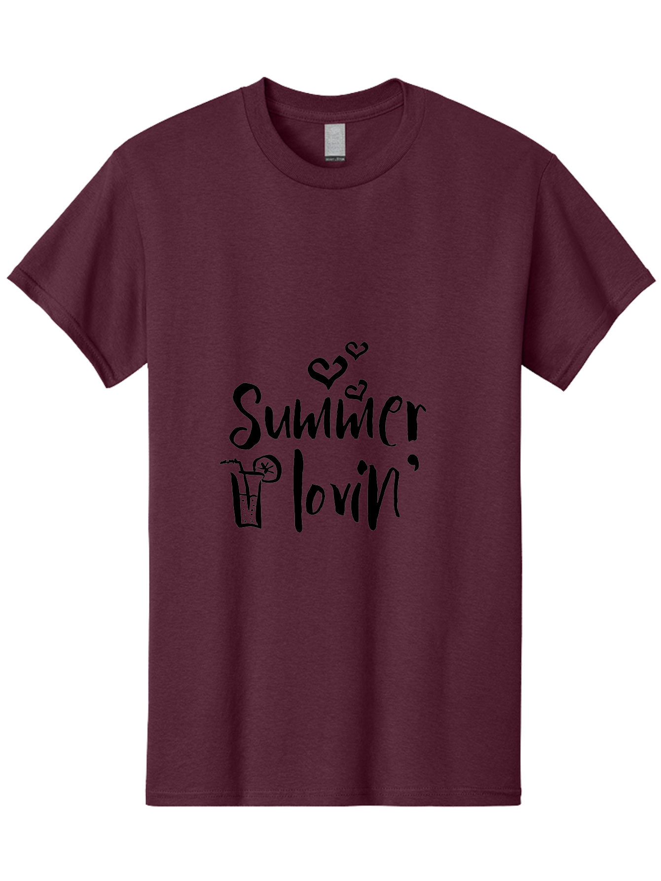 Summer-Lovin Men'S Graphic Tee, 100% Cotton, Comfortable Casual Summer Wear, Machine Washable, Summer Vibes, Refreshing Drink, Cocktail Glass, Lime Slice, Straw, Heart Icons, Summer Love, Summer Fun, Trendy Typography, Handwritten Font Aad207 7