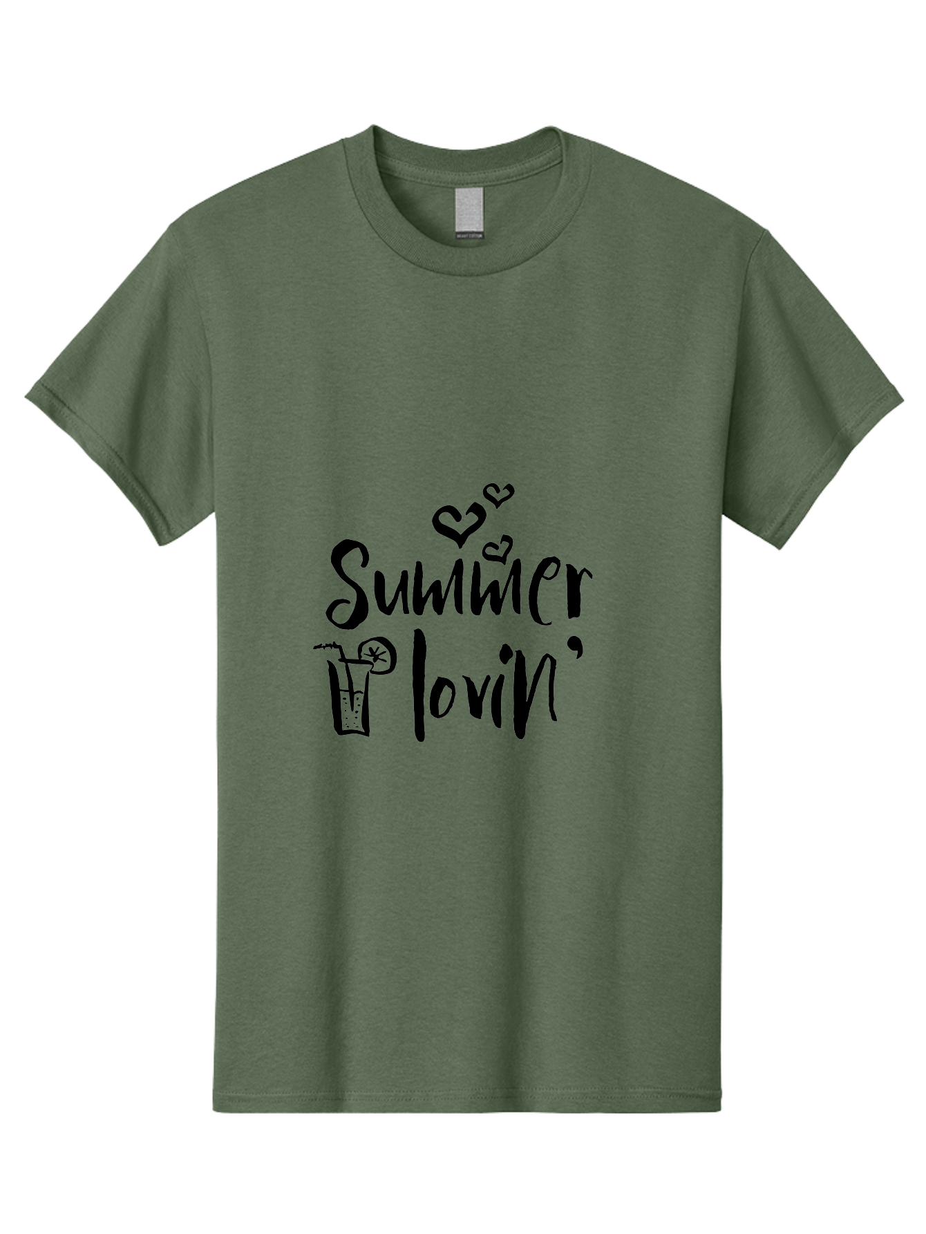 Summer-Lovin Men'S Graphic Tee, 100% Cotton, Comfortable Casual Summer Wear, Machine Washable, Summer Vibes, Refreshing Drink, Cocktail Glass, Lime Slice, Straw, Heart Icons, Summer Love, Summer Fun, Trendy Typography, Handwritten Font Aad207 15