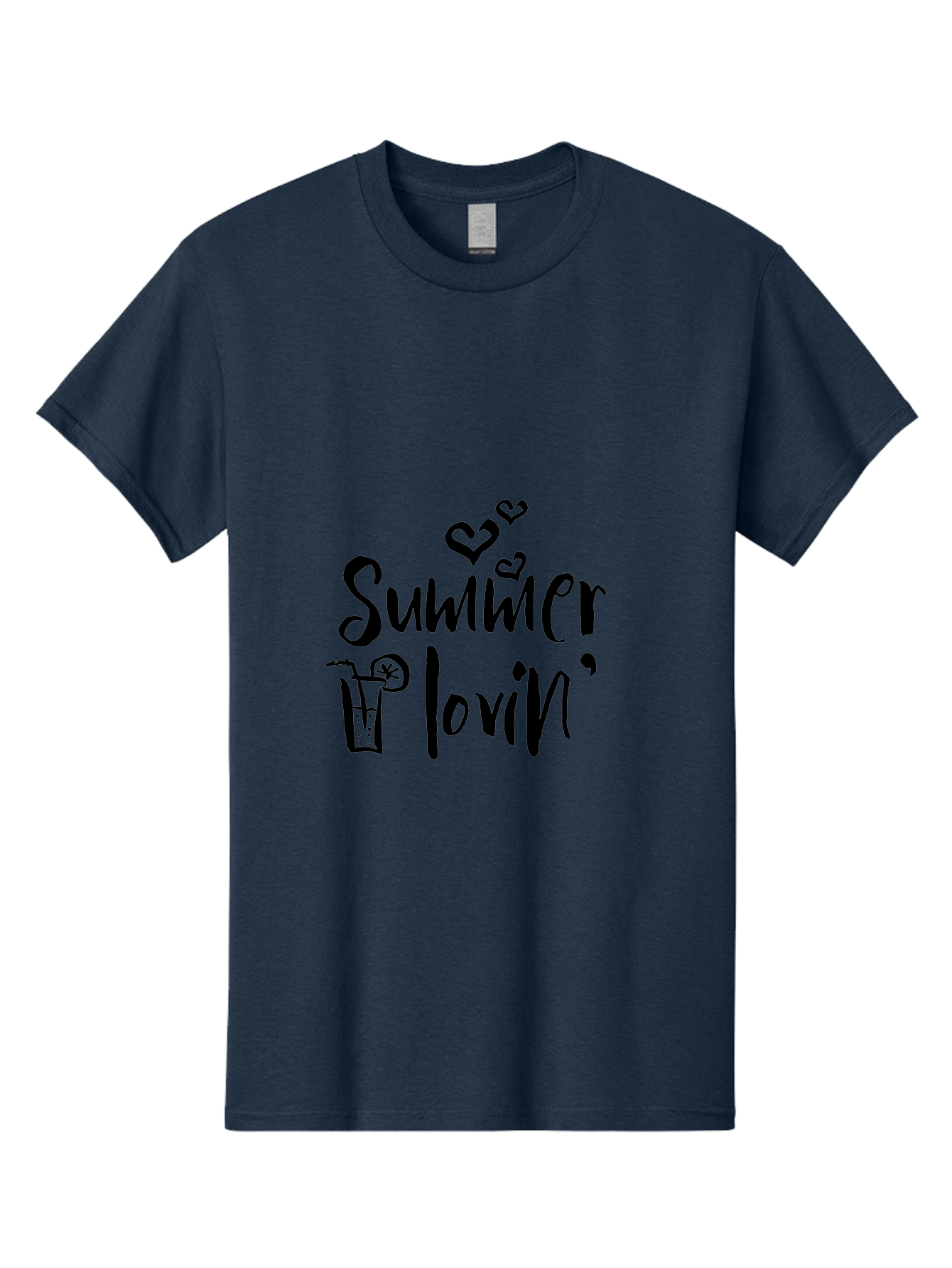Summer-Lovin Men'S Graphic Tee, 100% Cotton, Comfortable Casual Summer Wear, Machine Washable, Summer Vibes, Refreshing Drink, Cocktail Glass, Lime Slice, Straw, Heart Icons, Summer Love, Summer Fun, Trendy Typography, Handwritten Font Aad207 11