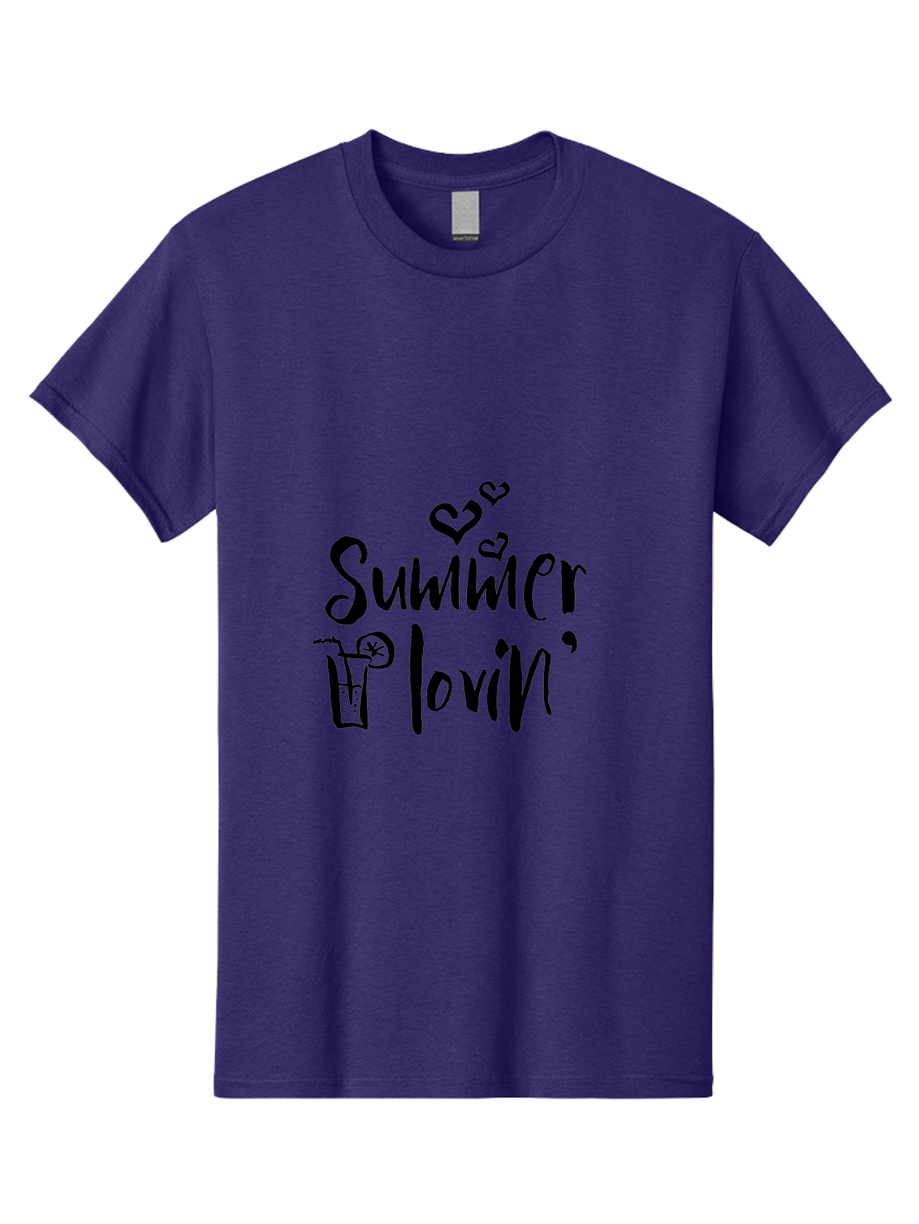 Summer-Lovin Men'S Graphic Tee, 100% Cotton, Comfortable Casual Summer Wear, Machine Washable, Summer Vibes, Refreshing Drink, Cocktail Glass, Lime Slice, Straw, Heart Icons, Summer Love, Summer Fun, Trendy Typography, Handwritten Font Aad207 25