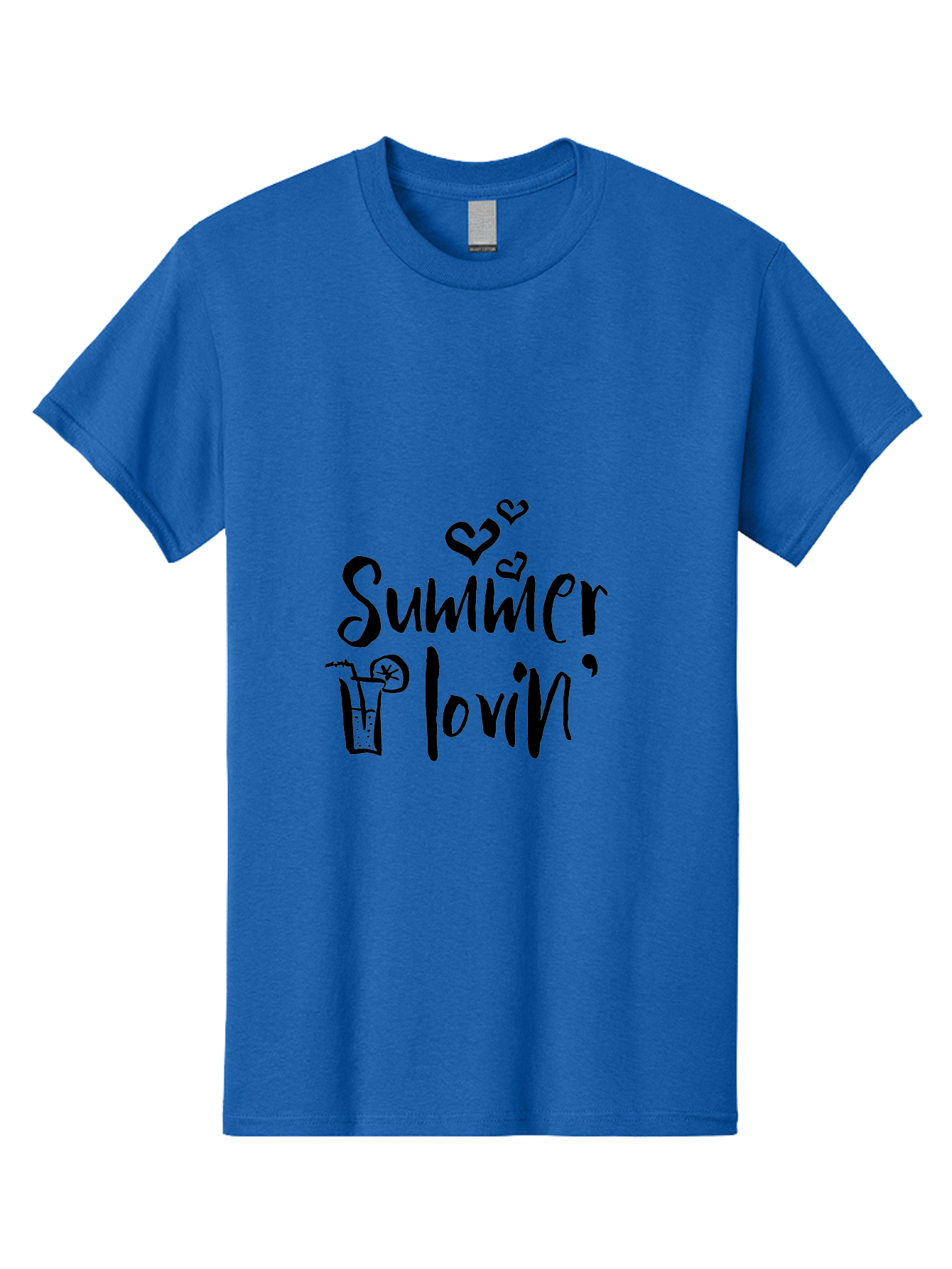 Summer-Lovin Men'S Graphic Tee, 100% Cotton, Comfortable Casual Summer Wear, Machine Washable, Summer Vibes, Refreshing Drink, Cocktail Glass, Lime Slice, Straw, Heart Icons, Summer Love, Summer Fun, Trendy Typography, Handwritten Font Aad207 5