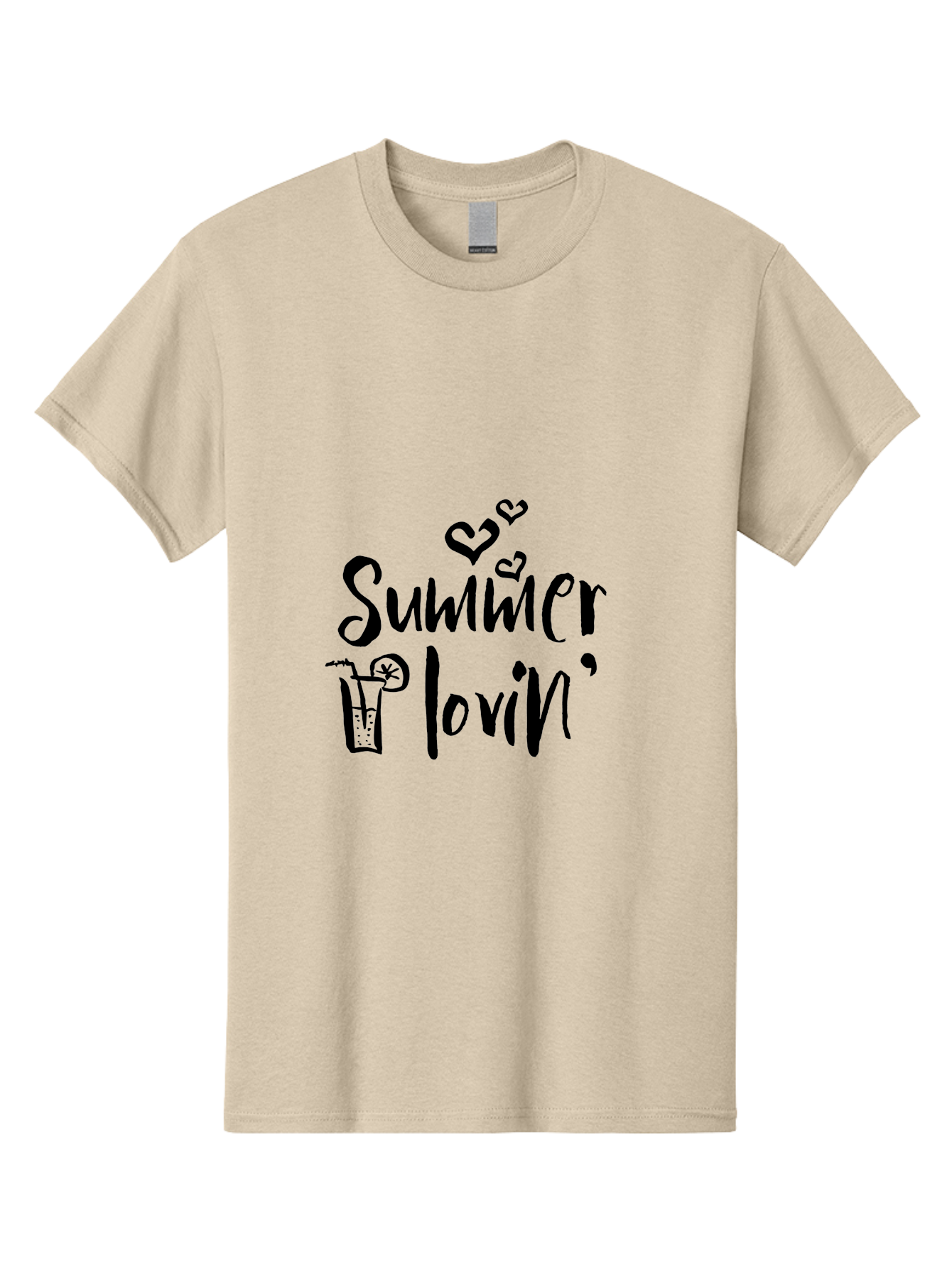 Summer-Lovin Men'S Graphic Tee, 100% Cotton, Comfortable Casual Summer Wear, Machine Washable, Summer Vibes, Refreshing Drink, Cocktail Glass, Lime Slice, Straw, Heart Icons, Summer Love, Summer Fun, Trendy Typography, Handwritten Font Aad207 21