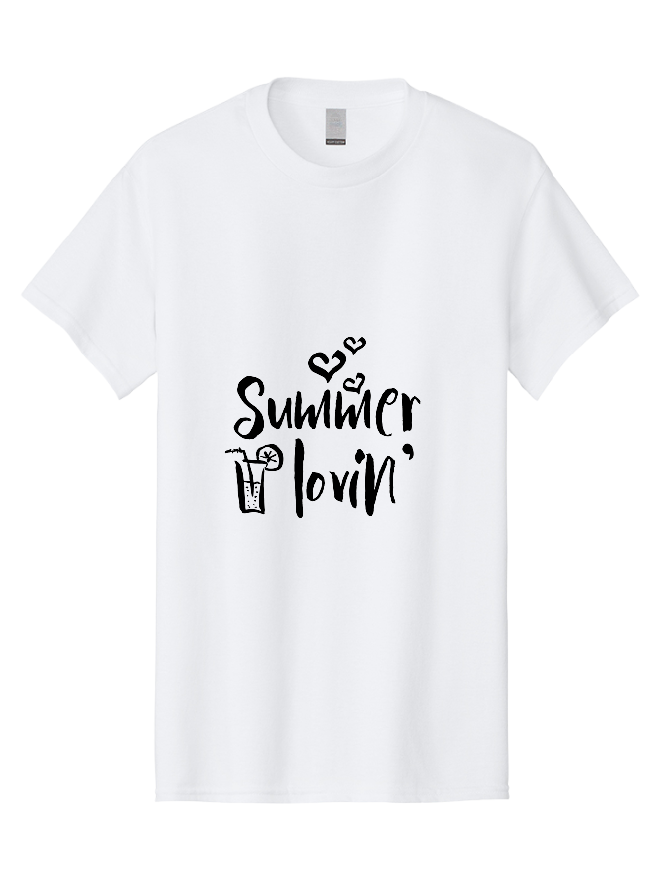 Summer-Lovin Men'S Graphic Tee, 100% Cotton, Comfortable Casual Summer Wear, Machine Washable, Summer Vibes, Refreshing Drink, Cocktail Glass, Lime Slice, Straw, Heart Icons, Summer Love, Summer Fun, Trendy Typography, Handwritten Font Aad207 27