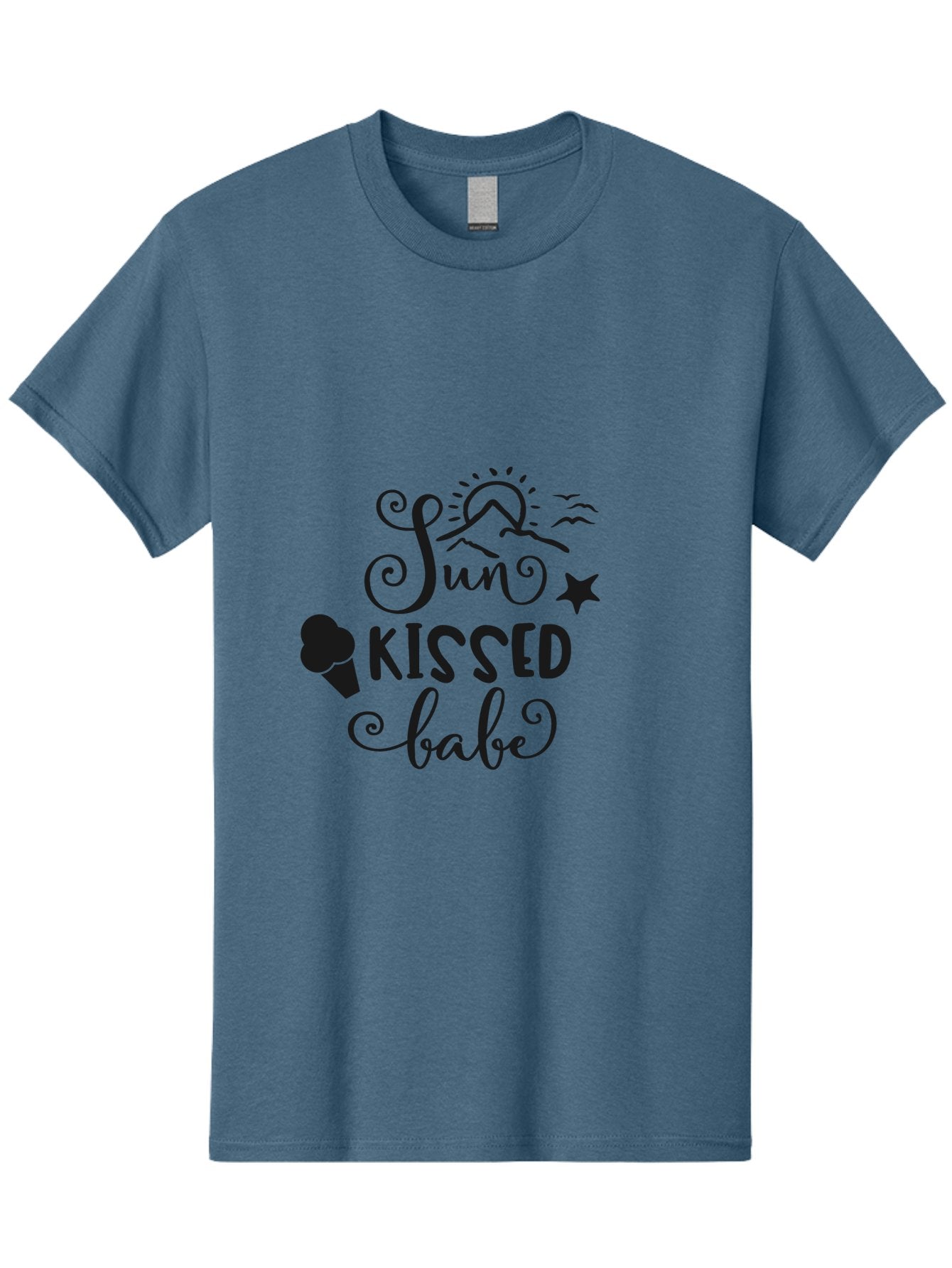 Sun-Kissed-Babe Men'S Graphic Tee, 100% Cotton, Comfortable Casual Summer Wear, Machine Washable, Sun Kissed, Summer Vibes, Ice Cream Design, Whimsical Typography, Star Symbol, Sun Illustration, Babe Quote, Sweet Treats, Sunshine, Aad208 4