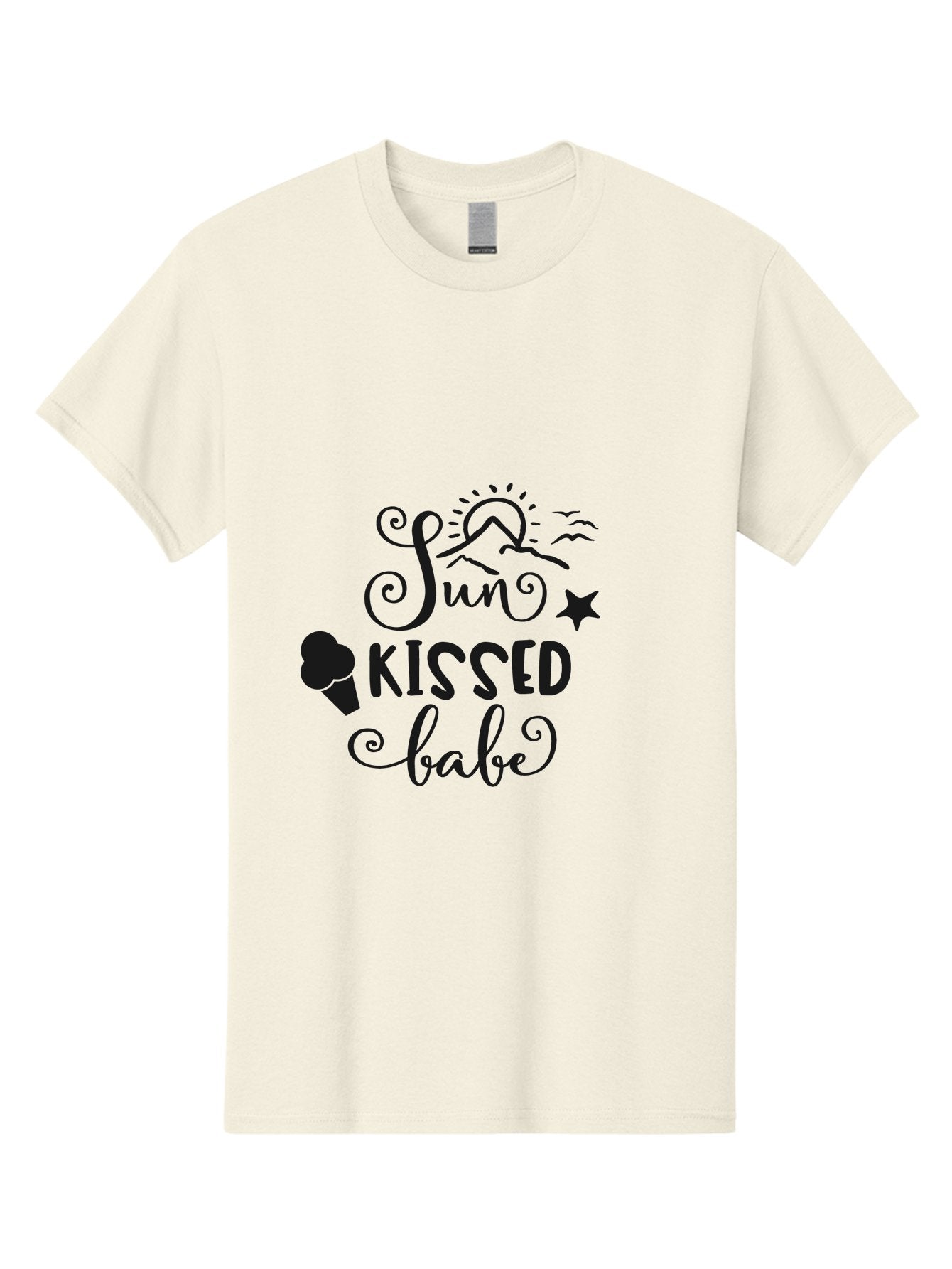 Sun-Kissed-Babe Men'S Graphic Tee, 100% Cotton, Comfortable Casual Summer Wear, Machine Washable, Sun Kissed, Summer Vibes, Ice Cream Design, Whimsical Typography, Star Symbol, Sun Illustration, Babe Quote, Sweet Treats, Sunshine, Aad208 13