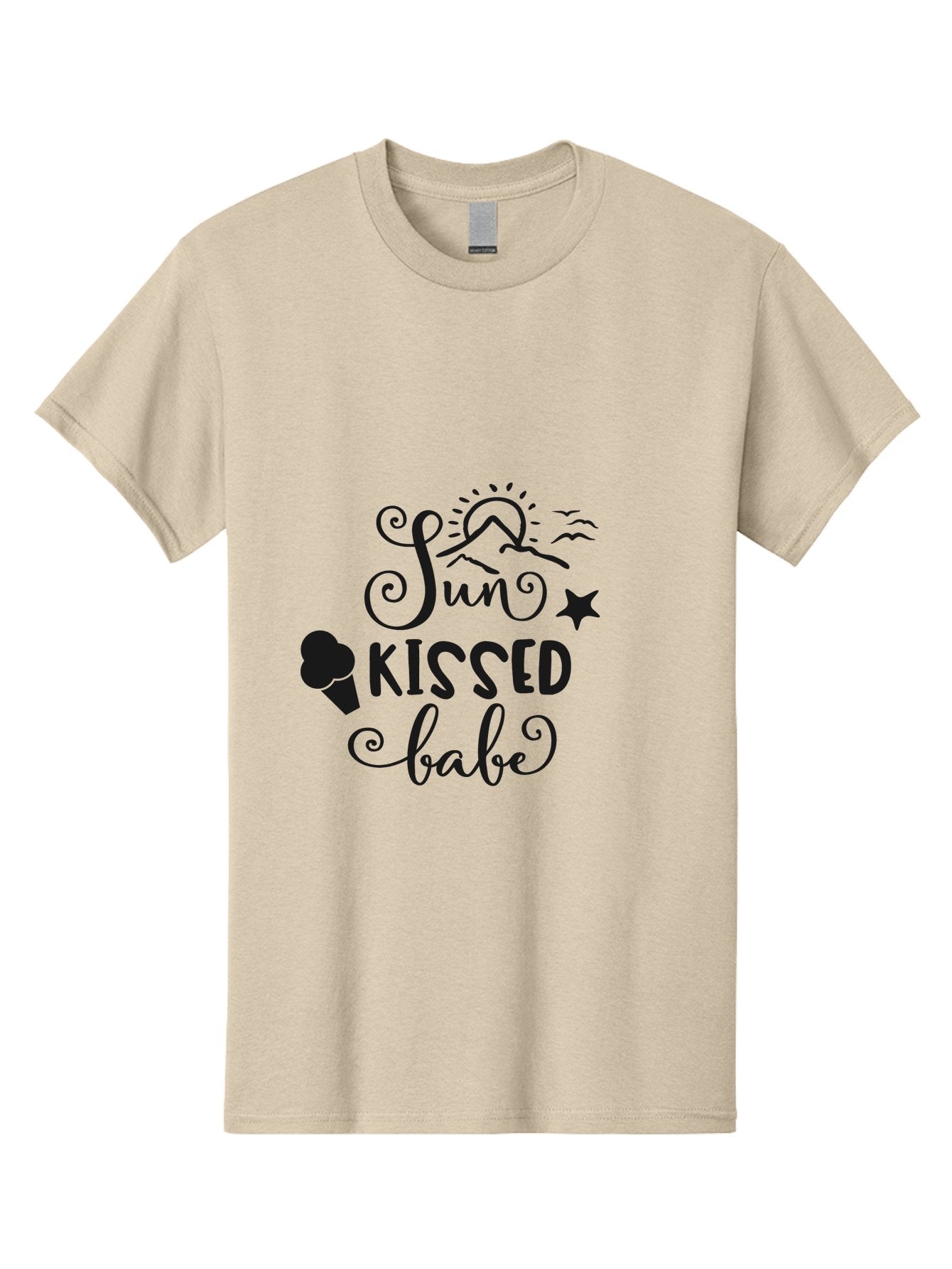 Sun-Kissed-Babe Men'S Graphic Tee, 100% Cotton, Comfortable Casual Summer Wear, Machine Washable, Sun Kissed, Summer Vibes, Ice Cream Design, Whimsical Typography, Star Symbol, Sun Illustration, Babe Quote, Sweet Treats, Sunshine, Aad208 8