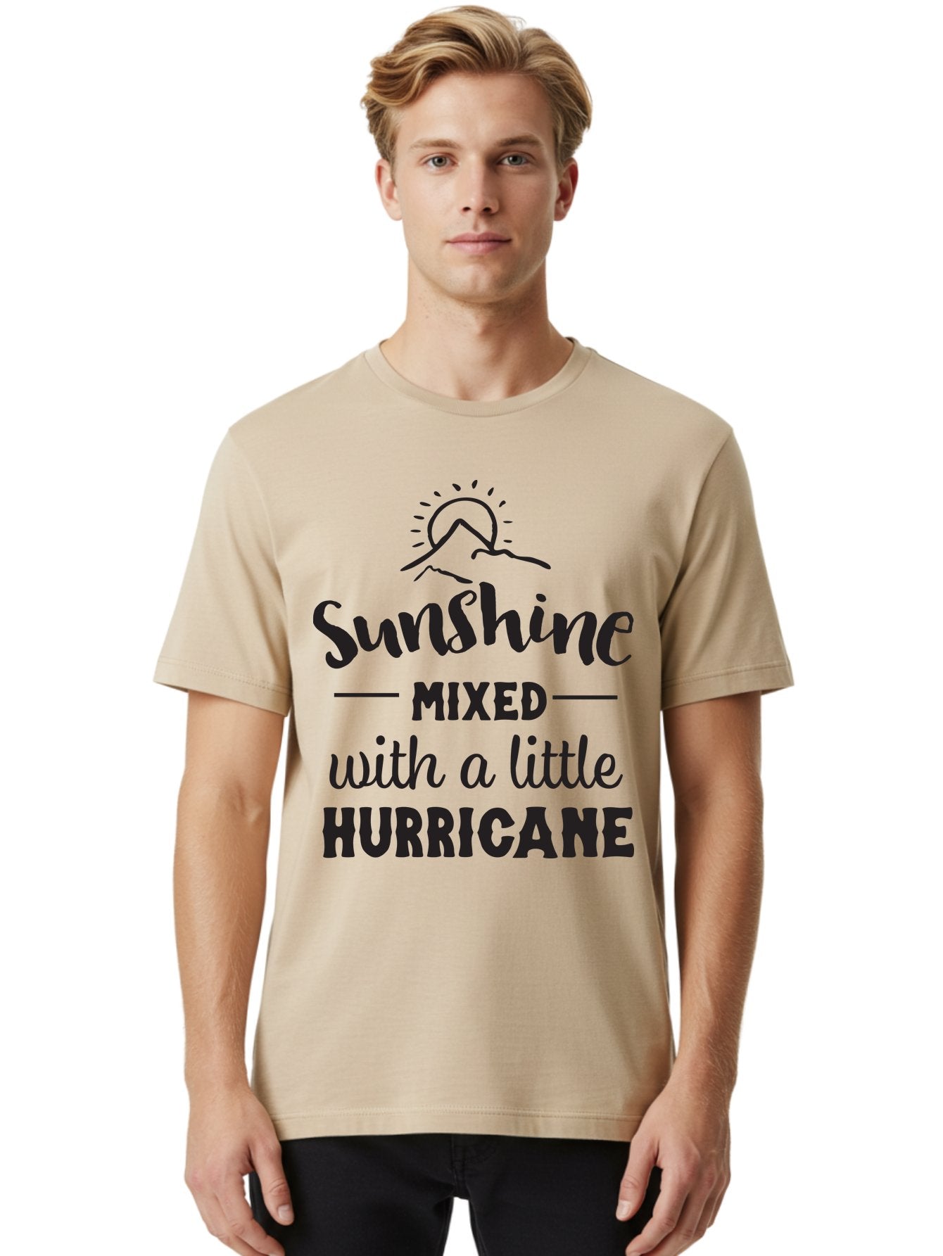 Sunshine-Mixed-With-A-Little-Hurricane Men'S Graphic Tee, 100% Cotton, Comfortable Casual Summer Wear, Machine Washable, Sunshine Mixed With Hurricane, Contrasting Personalities, Strong Personality, Inspirational Quote, Life'S Balance, Aad209 28