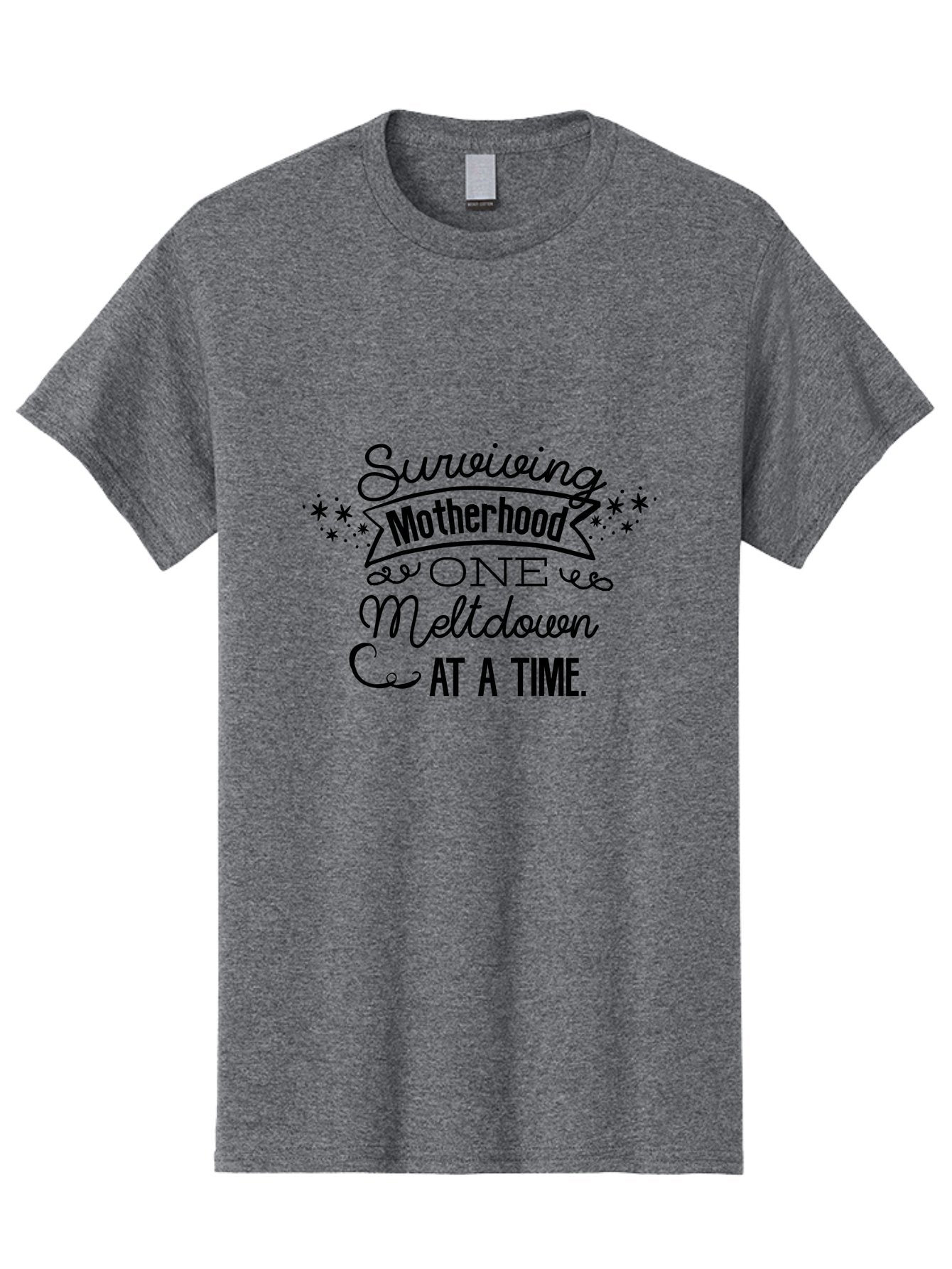 Surviving-Motherhood-One-Meltdown-At-A-Time Men'S Graphic Tee, 100% Cotton, Comfortable Casual Summer Wear, Machine Washable, Motherhood Humor, Parenting Struggles, Funny Quotes, Mom Life, Relatable Moments, Parenting Challenges, Aad212 4