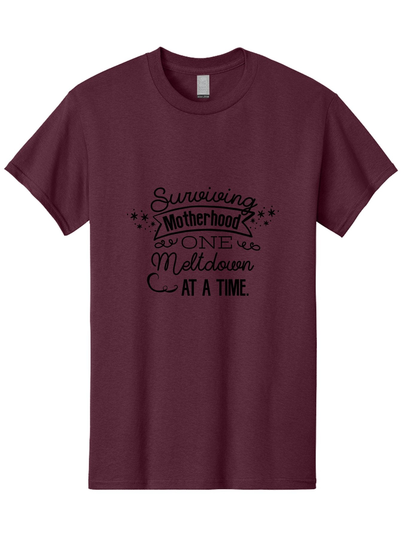Surviving-Motherhood-One-Meltdown-At-A-Time Men'S Graphic Tee, 100% Cotton, Comfortable Casual Summer Wear, Machine Washable, Motherhood Humor, Parenting Struggles, Funny Quotes, Mom Life, Relatable Moments, Parenting Challenges, Aad212 13