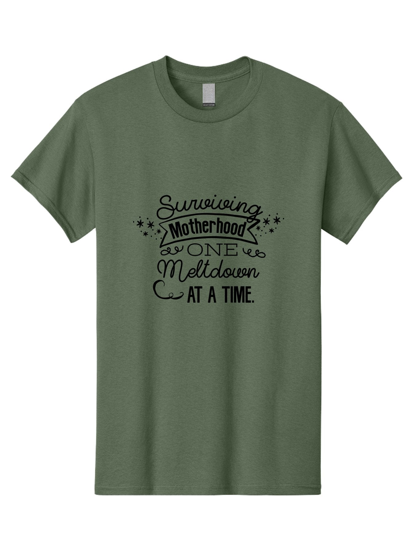 Surviving-Motherhood-One-Meltdown-At-A-Time Men'S Graphic Tee, 100% Cotton, Comfortable Casual Summer Wear, Machine Washable, Motherhood Humor, Parenting Struggles, Funny Quotes, Mom Life, Relatable Moments, Parenting Challenges, Aad212 15