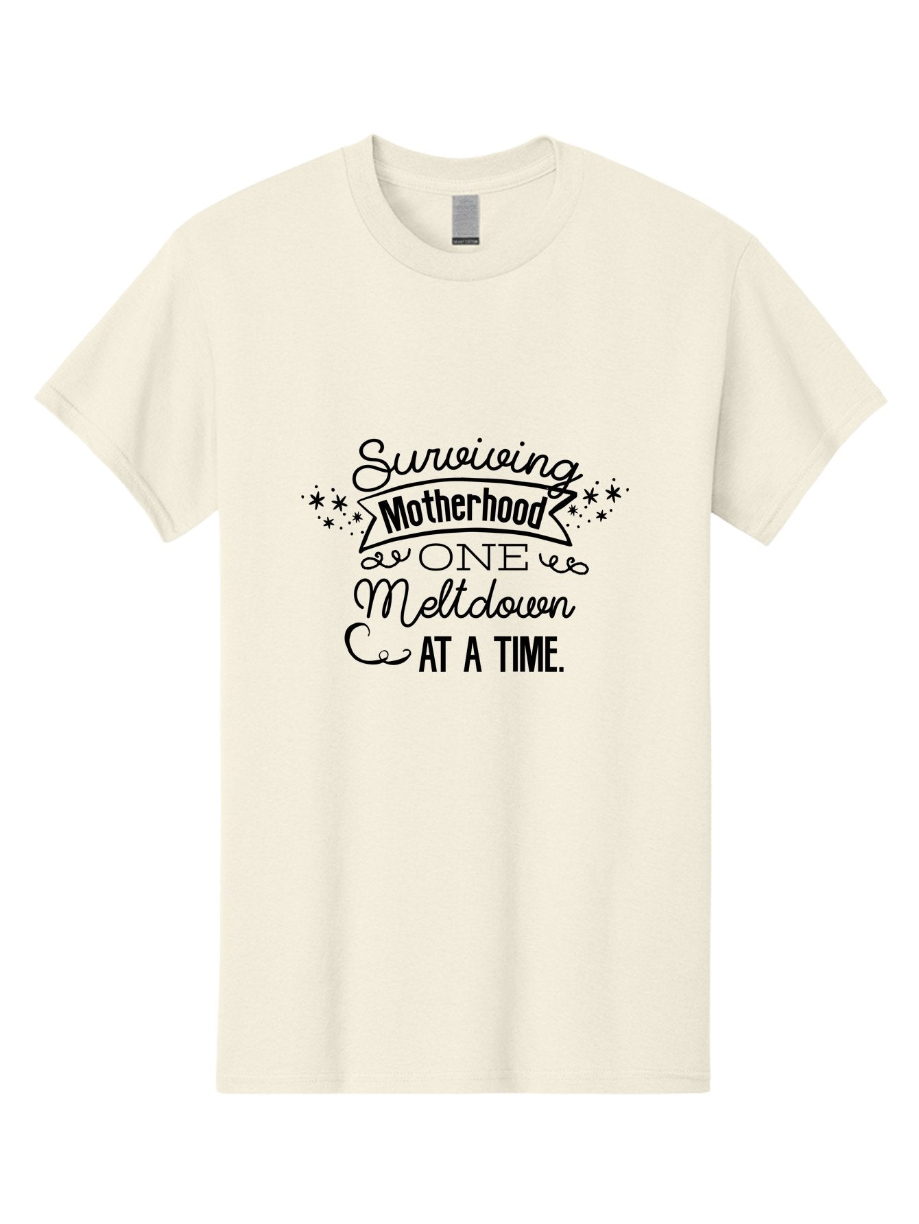 Surviving-Motherhood-One-Meltdown-At-A-Time Men'S Graphic Tee, 100% Cotton, Comfortable Casual Summer Wear, Machine Washable, Motherhood Humor, Parenting Struggles, Funny Quotes, Mom Life, Relatable Moments, Parenting Challenges, Aad212 10