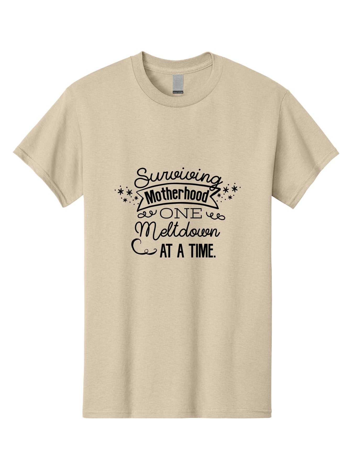 Surviving-Motherhood-One-Meltdown-At-A-Time Men'S Graphic Tee, 100% Cotton, Comfortable Casual Summer Wear, Machine Washable, Motherhood Humor, Parenting Struggles, Funny Quotes, Mom Life, Relatable Moments, Parenting Challenges, Aad212 8