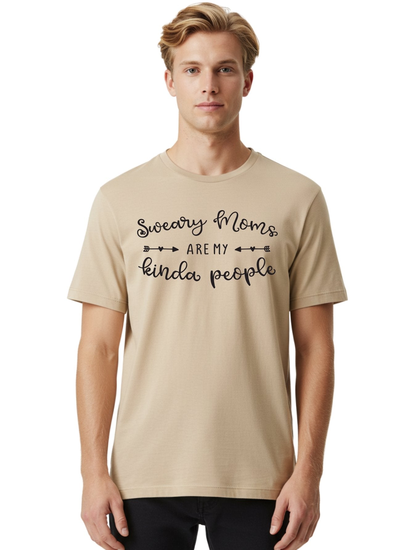 Sweary-Moms-Are-My-Kinda-People Men'S Graphic Tee, 100% Cotton, Comfortable Casual Summer Wear, Machine Washable, Funny Quote, Humorous Text, Sweary Moms, Mothers Day Gift, Mom Life, Sarcastic Humor, Relatable Quote, Quirky Design, Aad214 17