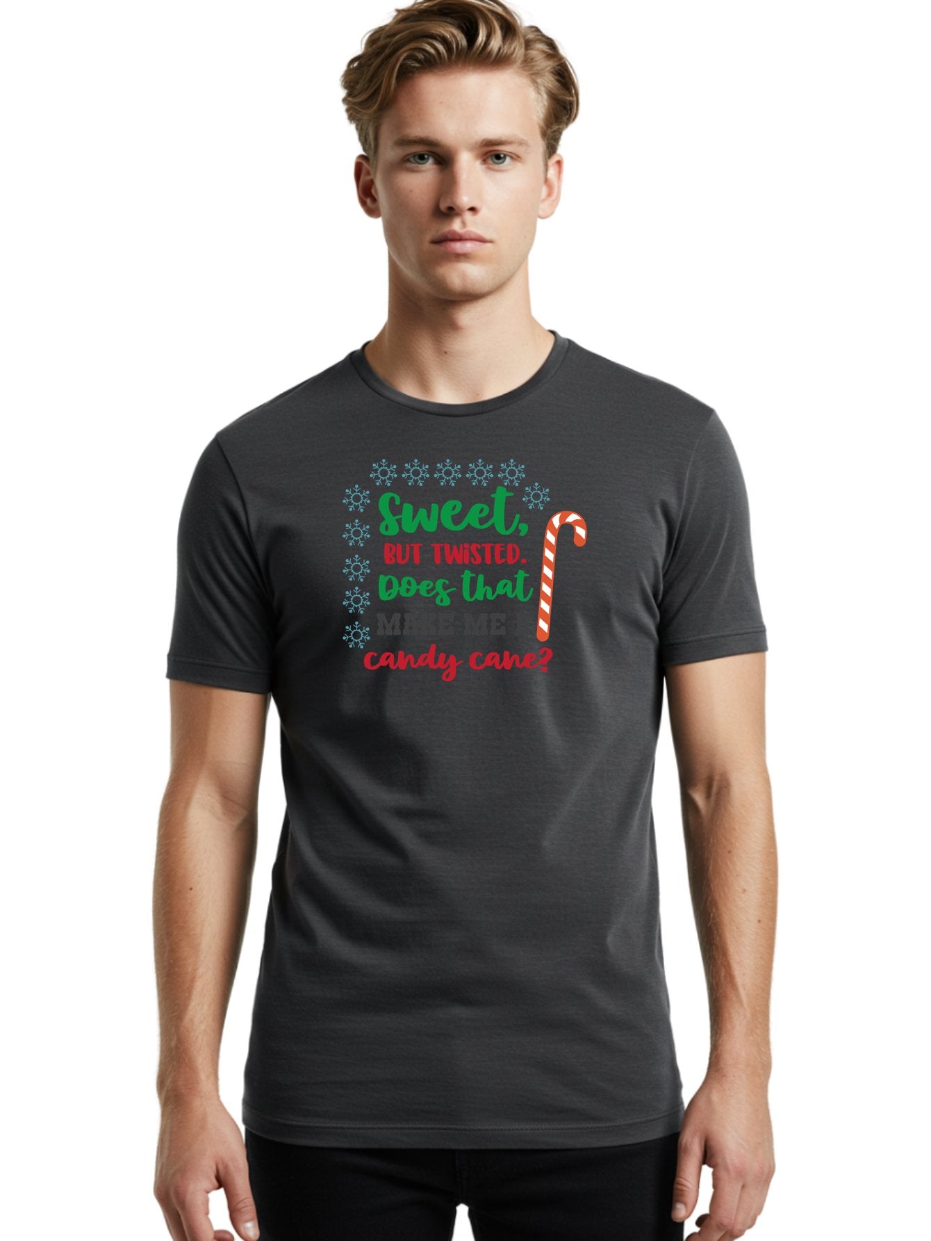 Sweet-But-Twisted Men'S Graphic Tee, 100% Cotton, Comfortable Casual Summer Wear, Machine Washable, Funny Candy Cane Quote, Sweet Treats, Christmas Candy, Candy Cane Humor, Holiday Humor, Christmas Puns, Festive Quotes Aad215 24