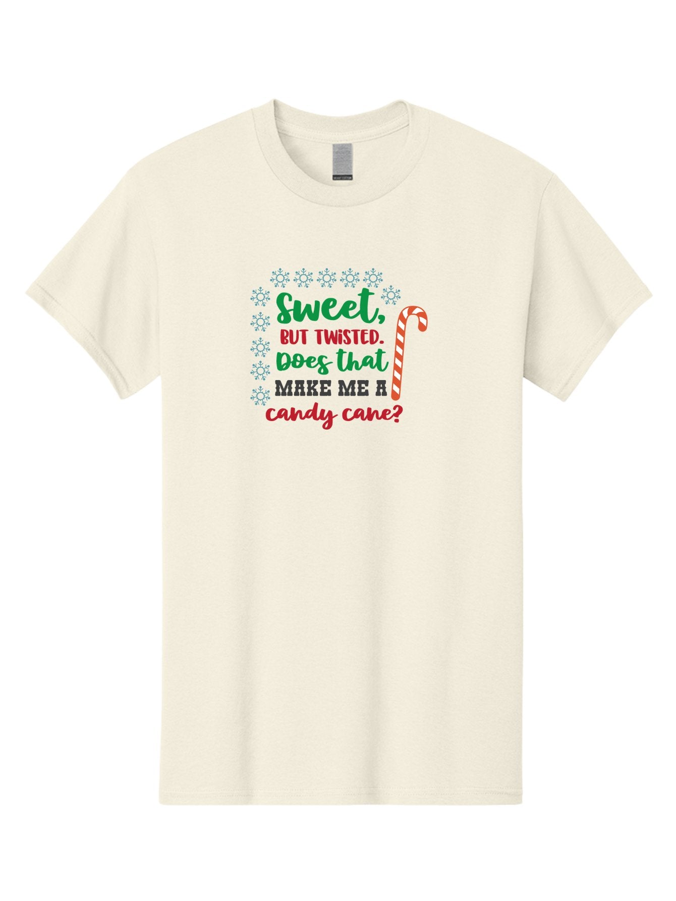 Sweet-But-Twisted Men'S Graphic Tee, 100% Cotton, Comfortable Casual Summer Wear, Machine Washable, Funny Candy Cane Quote, Sweet Treats, Christmas Candy, Candy Cane Humor, Holiday Humor, Christmas Puns, Festive Quotes Aad215