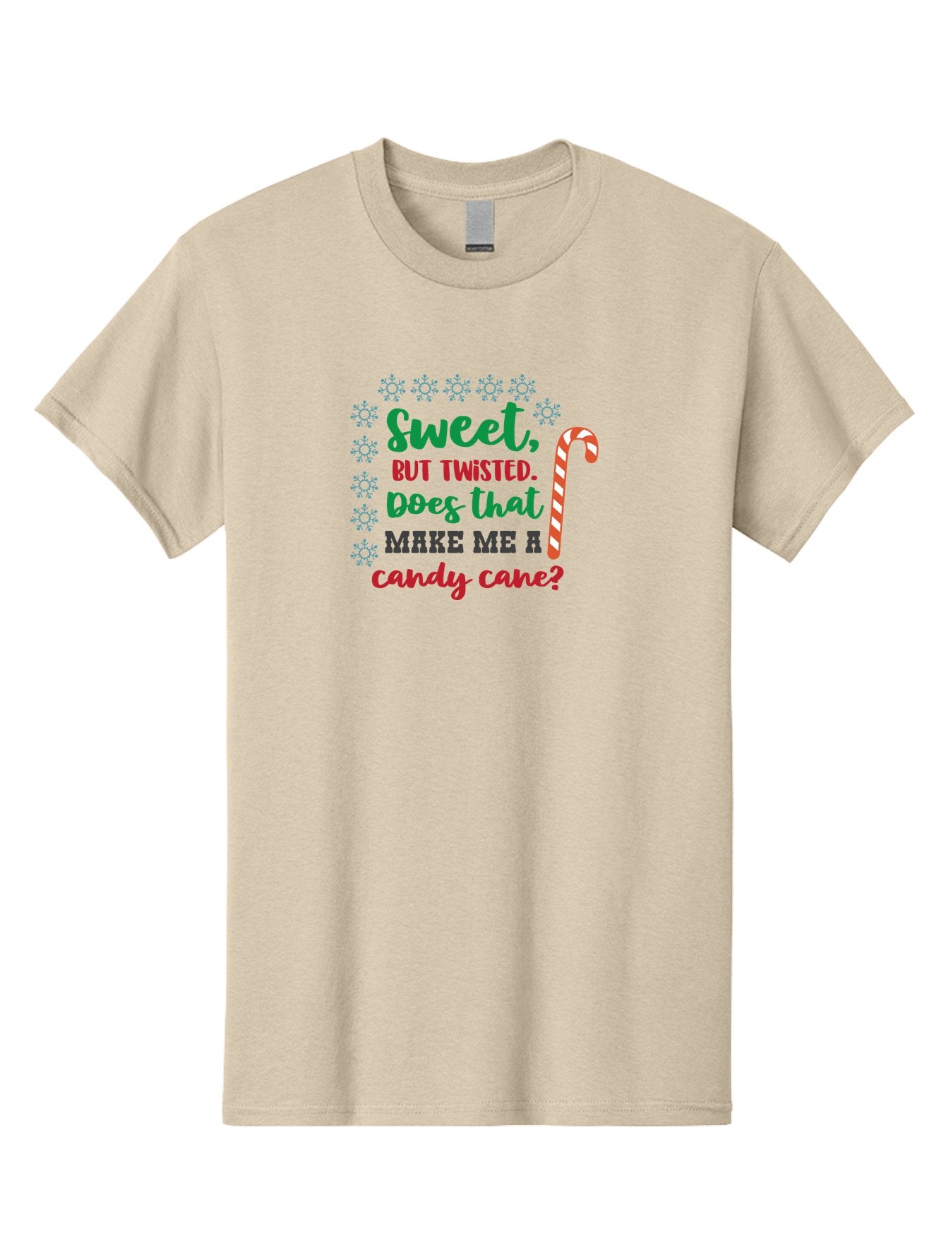 Sweet-But-Twisted Men'S Graphic Tee, 100% Cotton, Comfortable Casual Summer Wear, Machine Washable, Funny Candy Cane Quote, Sweet Treats, Christmas Candy, Candy Cane Humor, Holiday Humor, Christmas Puns, Festive Quotes Aad215