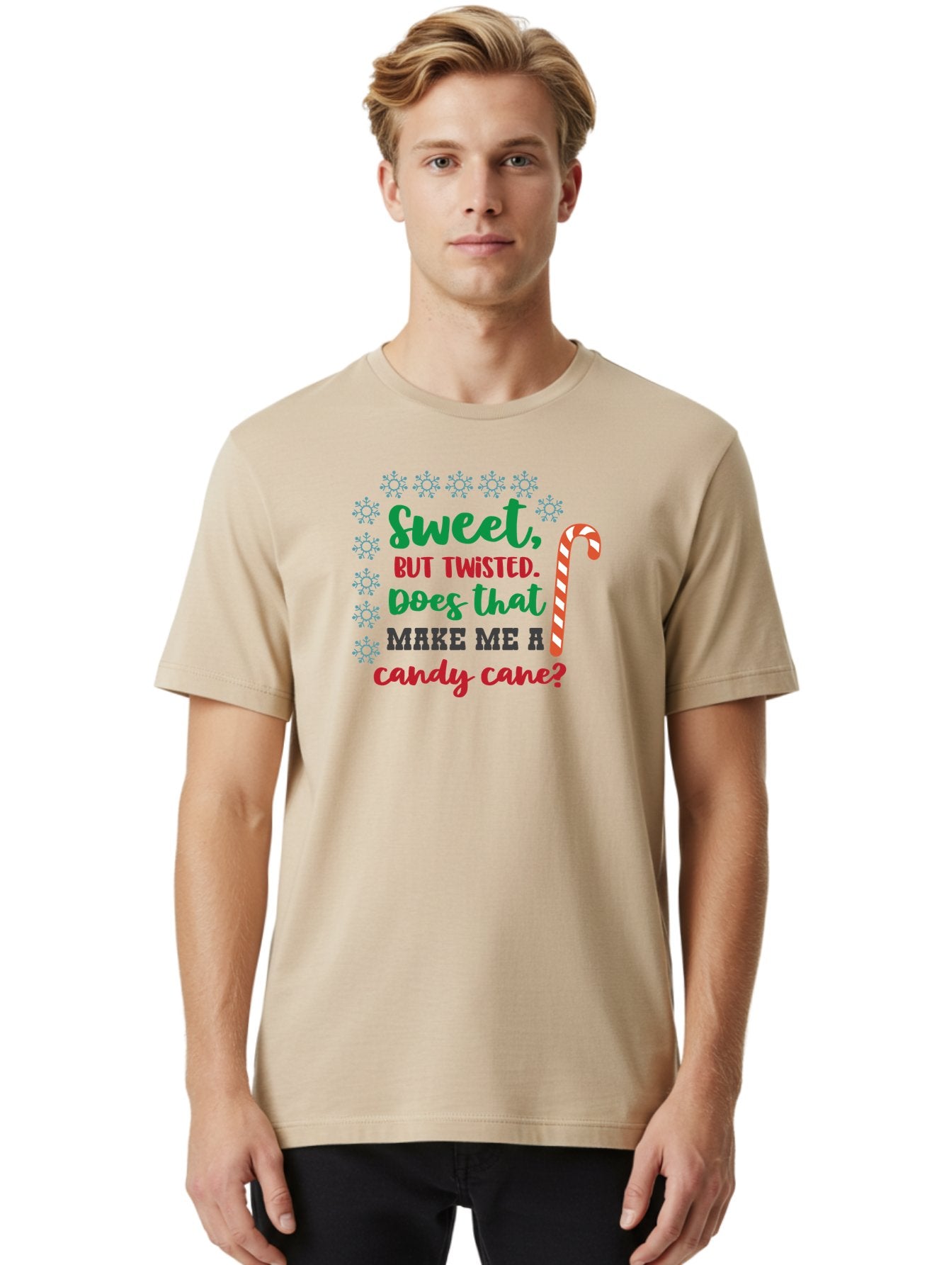 Sweet-But-Twisted Men'S Graphic Tee, 100% Cotton, Comfortable Casual Summer Wear, Machine Washable, Funny Candy Cane Quote, Sweet Treats, Christmas Candy, Candy Cane Humor, Holiday Humor, Christmas Puns, Festive Quotes Aad215 19