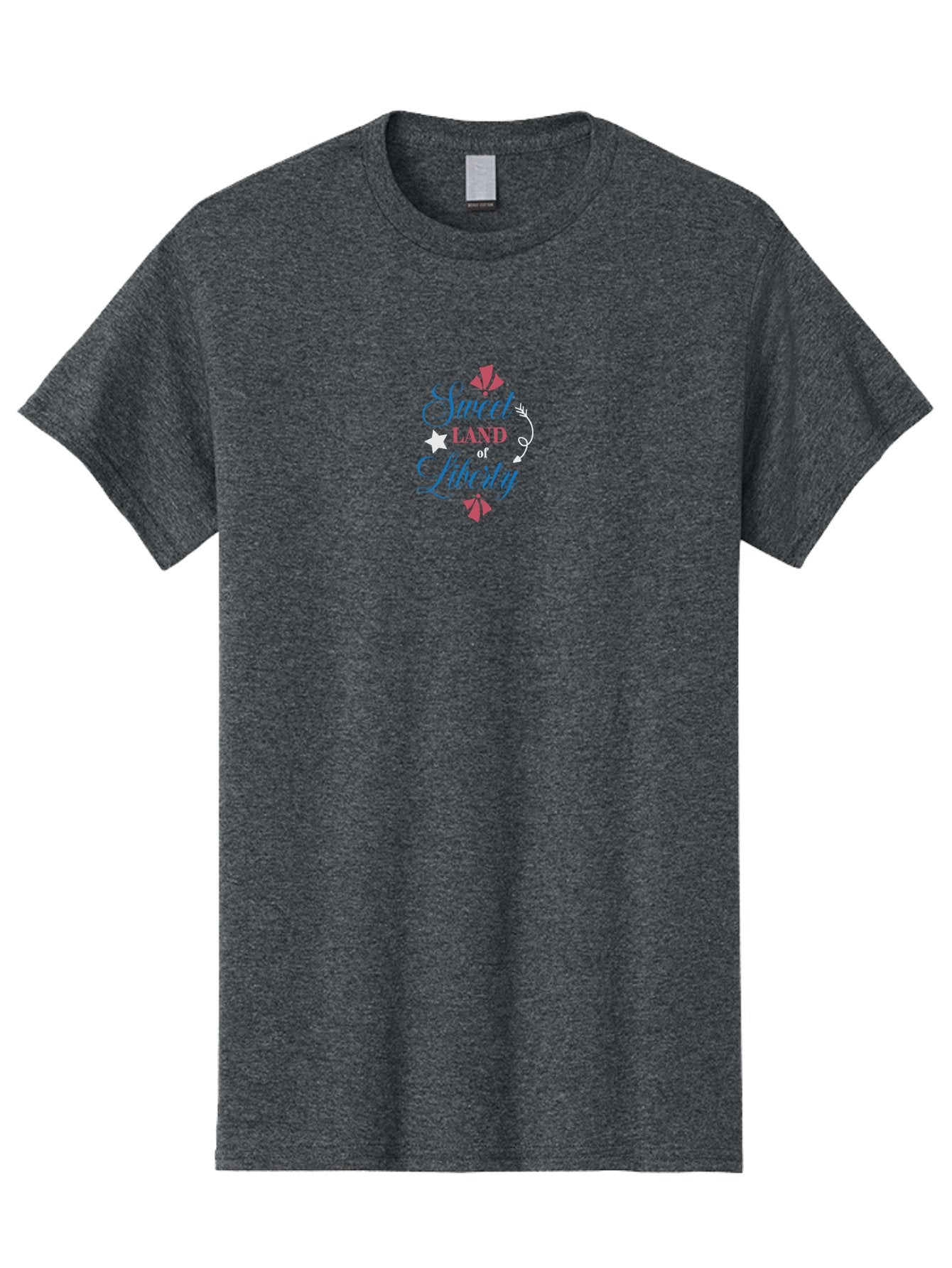 Sweet-Land-Of-Liberty Men'S Graphic Tee, 100% Cotton, Comfortable Casual Summer Wear, Machine Washable, Patriotic Graphic, Liberty Theme, Usa Inspiration, Vintage Style, Floral Elements, Arrow Design, Star Symbol, Red White And Blue Colors, Aad217 10