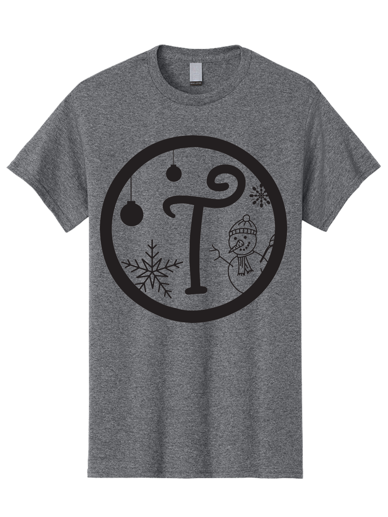 T-Snowman Men'S Graphic Tee, 100% Cotton, Comfortable Casual Summer Wear, Machine Washable, Snowman Waving, Christmas Ornaments, Snowflakes, Winter Wonderland, Holiday Decorations, Festive Theme, Minimalist Design, Cute Snowman Character Aad219