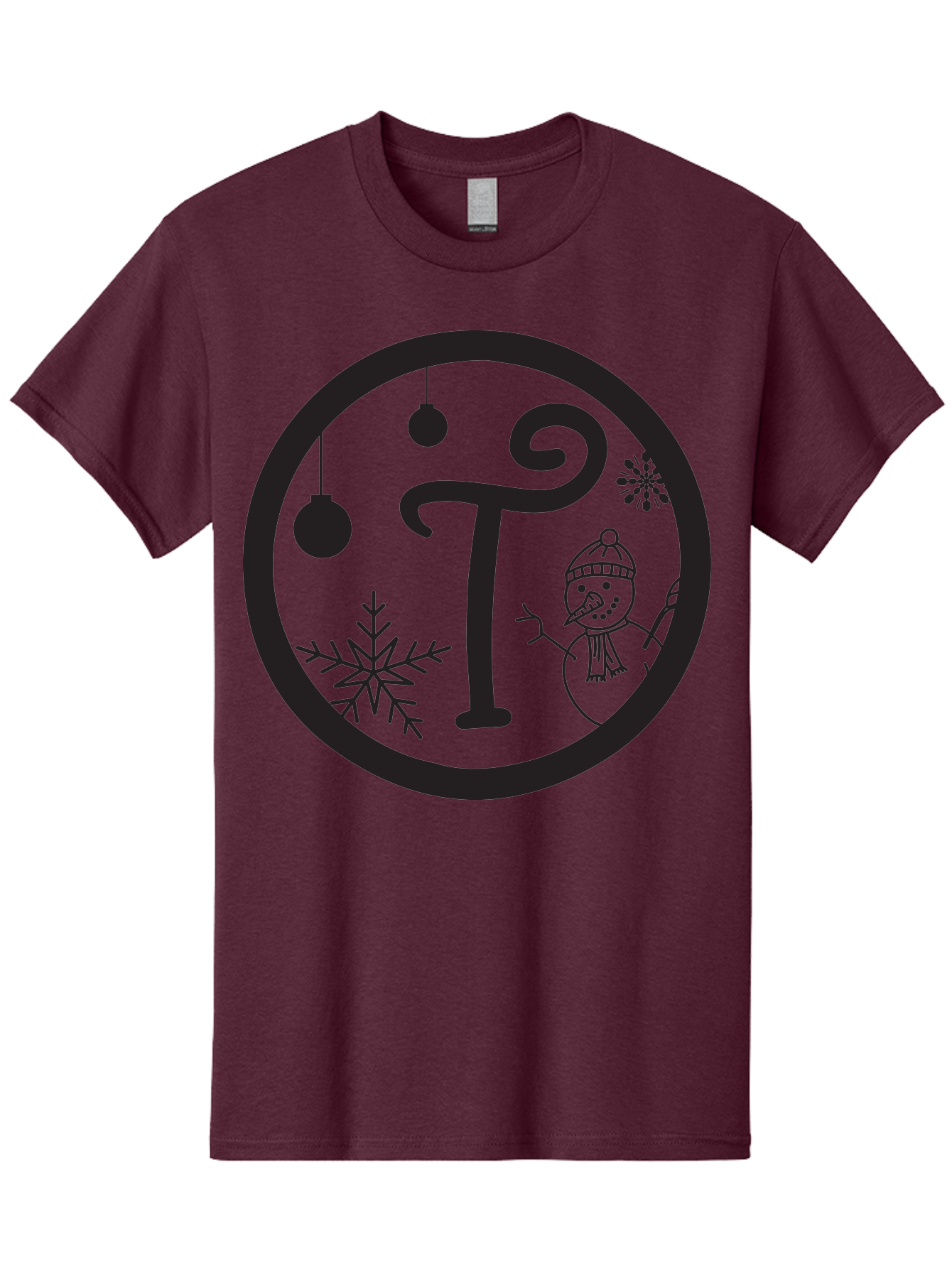 T-Snowman Men'S Graphic Tee, 100% Cotton, Comfortable Casual Summer Wear, Machine Washable, Snowman Waving, Christmas Ornaments, Snowflakes, Winter Wonderland, Holiday Decorations, Festive Theme, Minimalist Design, Cute Snowman Character Aad219 25