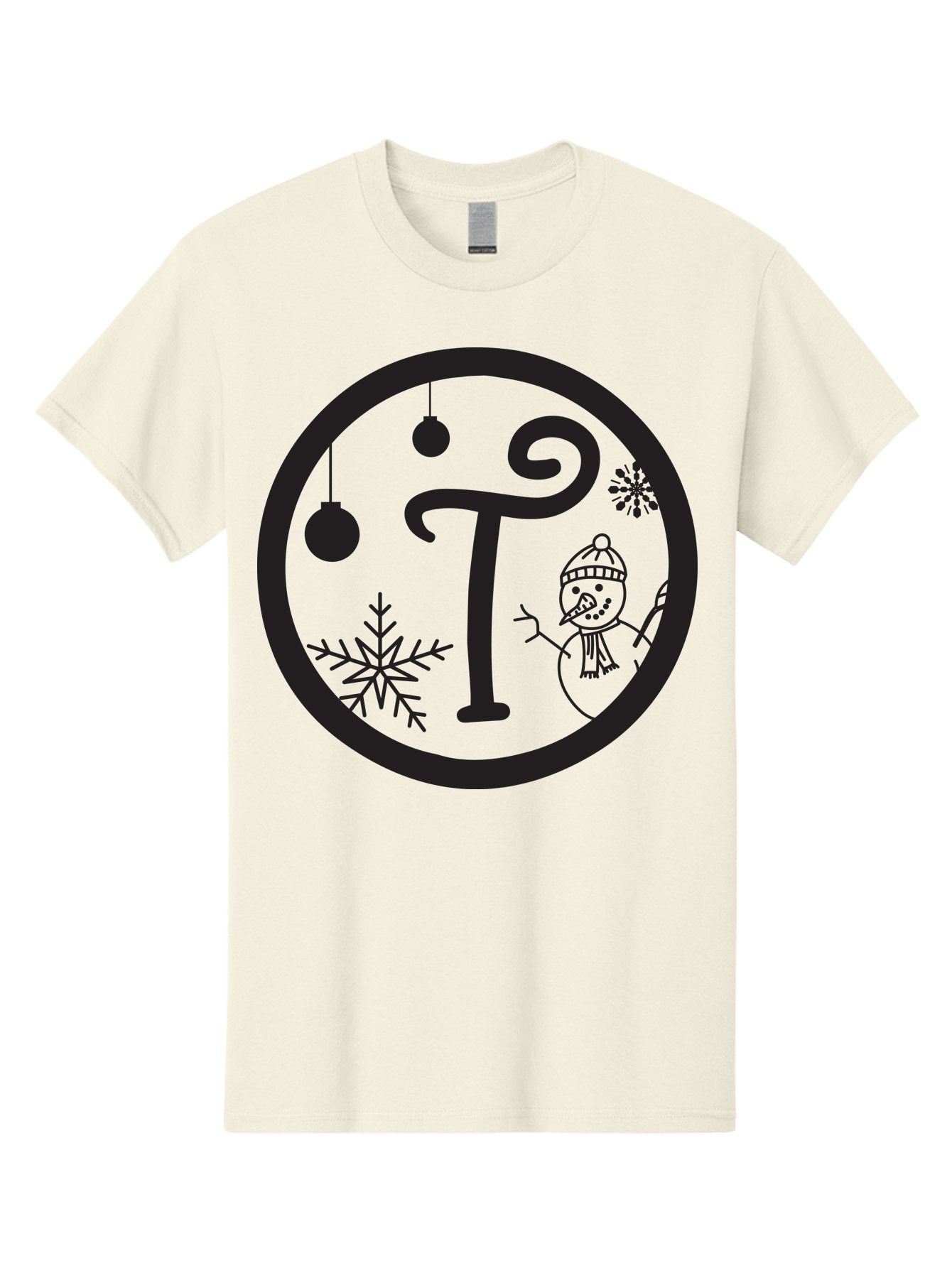 T-Snowman Men'S Graphic Tee, 100% Cotton, Comfortable Casual Summer Wear, Machine Washable, Snowman Waving, Christmas Ornaments, Snowflakes, Winter Wonderland, Holiday Decorations, Festive Theme, Minimalist Design, Cute Snowman Character Aad219 10