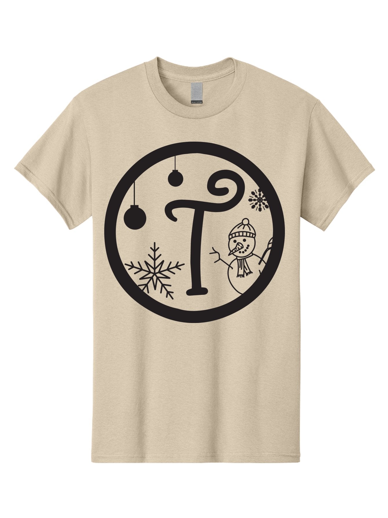T-Snowman Men'S Graphic Tee, 100% Cotton, Comfortable Casual Summer Wear, Machine Washable, Snowman Waving, Christmas Ornaments, Snowflakes, Winter Wonderland, Holiday Decorations, Festive Theme, Minimalist Design, Cute Snowman Character Aad219 14