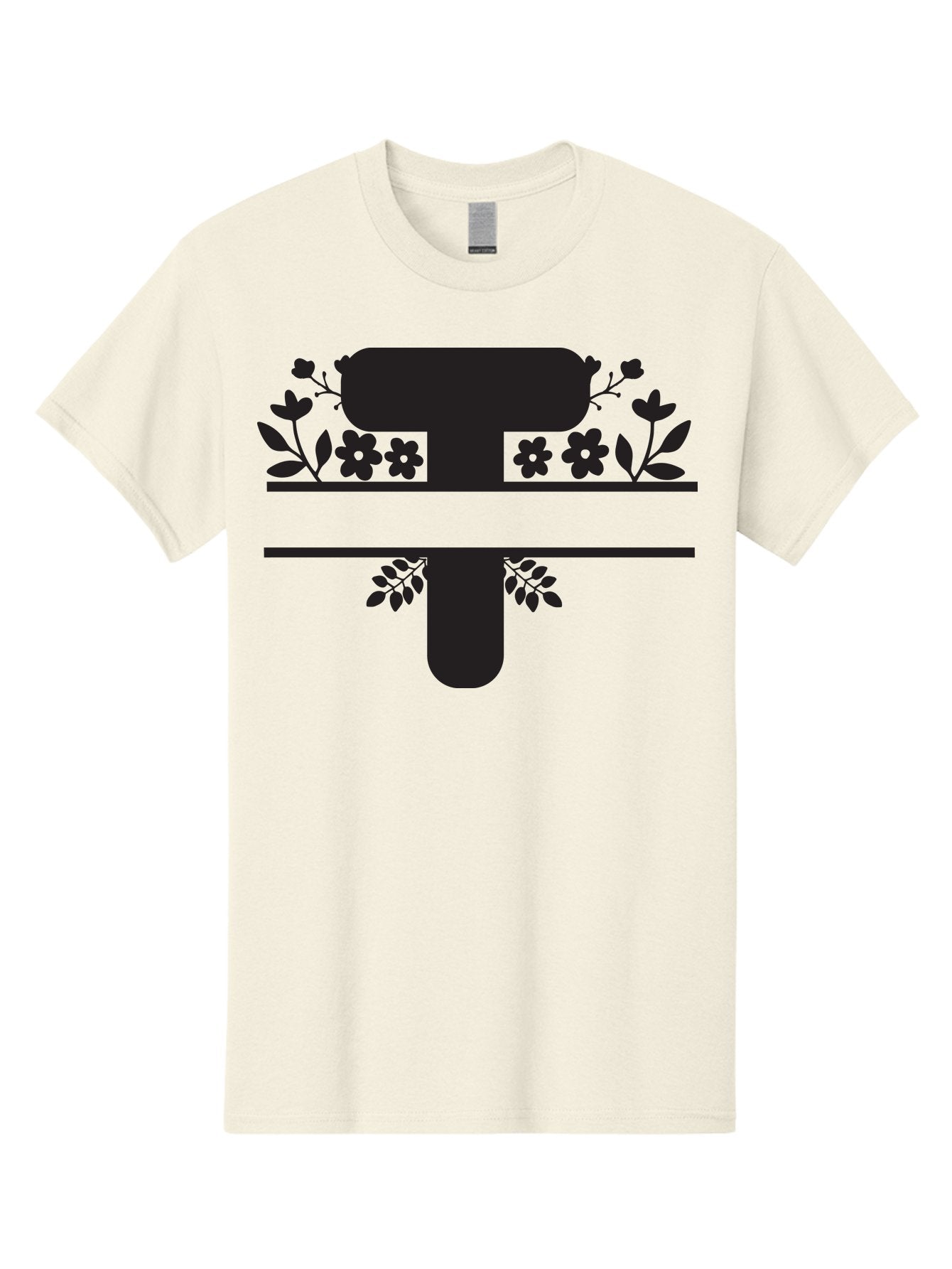 T Men'S Graphic Tee, 100% Cotton, Comfortable Casual Summer Wear, Machine Washable, Stylized Letter T, Floral Design, Black Silhouette, Leafy Accents, Flowers, Logo Concept, Typography, Elegant Graphics, Modern Design, Symbolic Representation Aad220 9