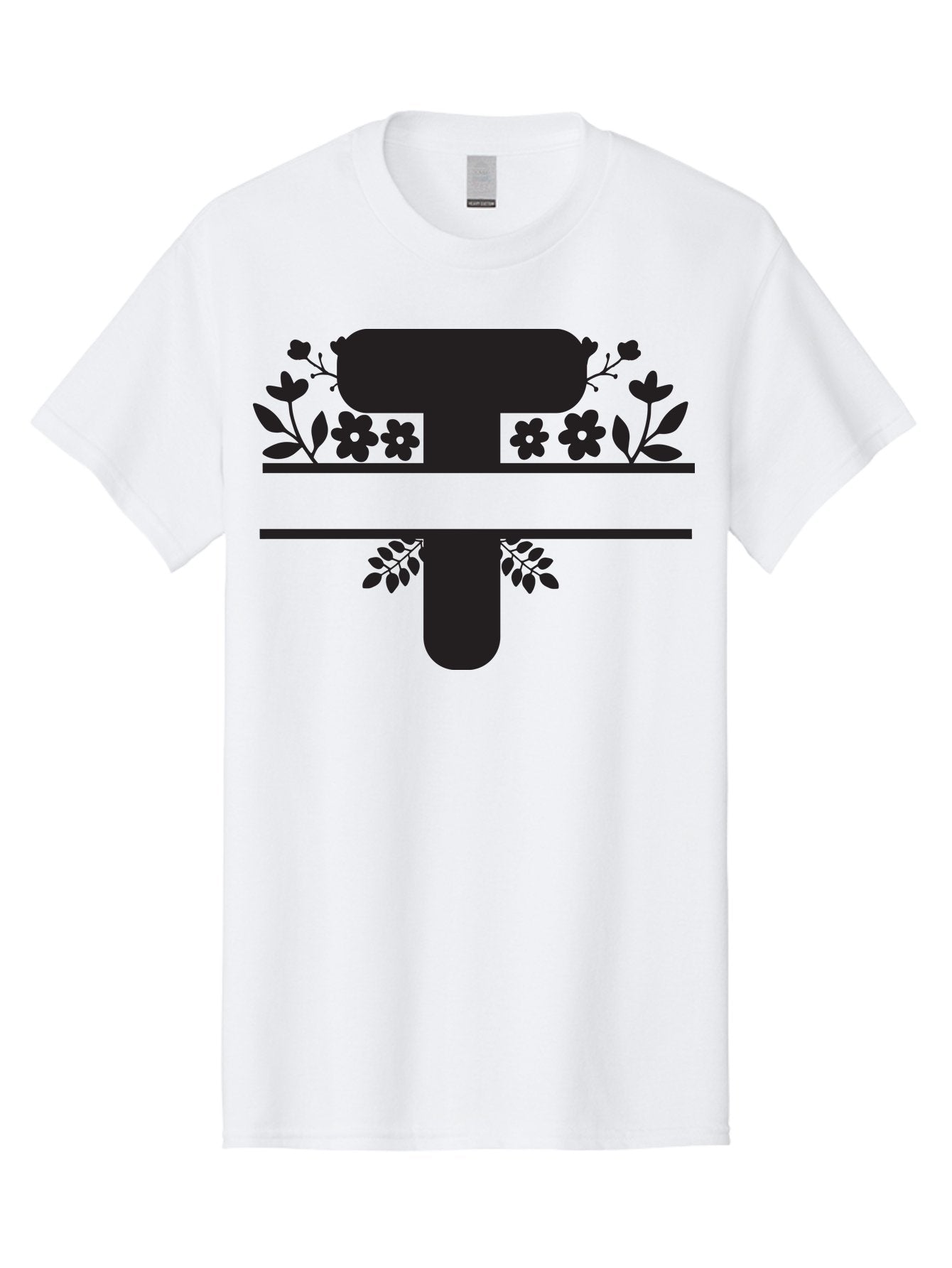 T Men'S Graphic Tee, 100% Cotton, Comfortable Casual Summer Wear, Machine Washable, Stylized Letter T, Floral Design, Black Silhouette, Leafy Accents, Flowers, Logo Concept, Typography, Elegant Graphics, Modern Design, Symbolic Representation Aad220 5