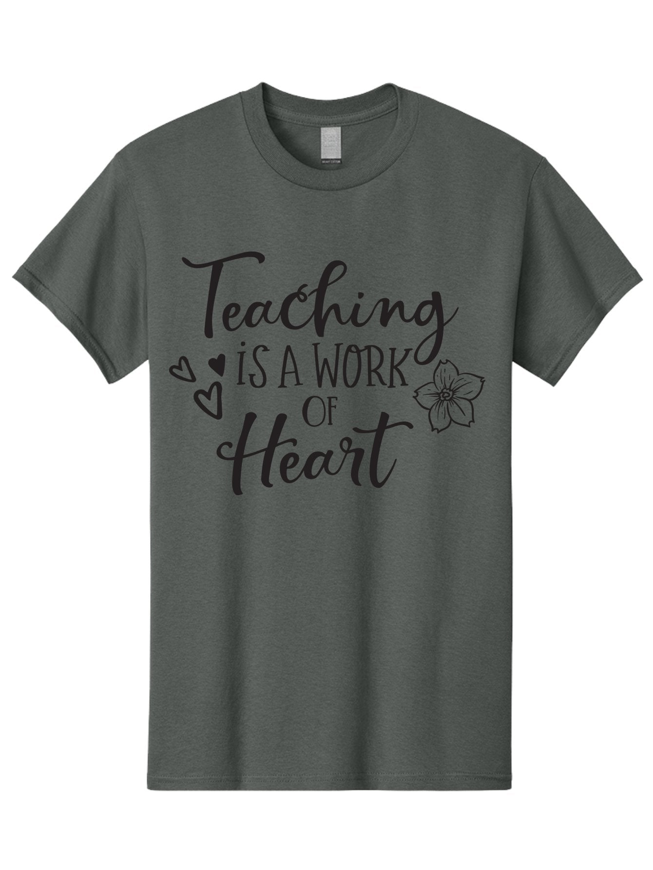 Teaching-Is-A-Work-Of-Heart Men'S Graphic Tee, 100% Cotton, Comfortable Casual Summer Wear, Machine Washable, Inspirational Quote, Teaching Profession, Heartfelt Dedication, Teacher Appreciation, Motivational Phrase, Educational Quotes, Aad223 12