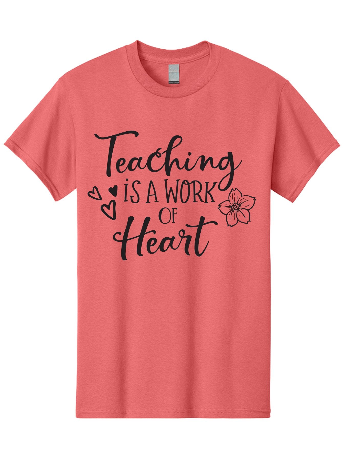 Teaching-Is-A-Work-Of-Heart Men'S Graphic Tee, 100% Cotton, Comfortable Casual Summer Wear, Machine Washable, Inspirational Quote, Teaching Profession, Heartfelt Dedication, Teacher Appreciation, Motivational Phrase, Educational Quotes, Aad223 3