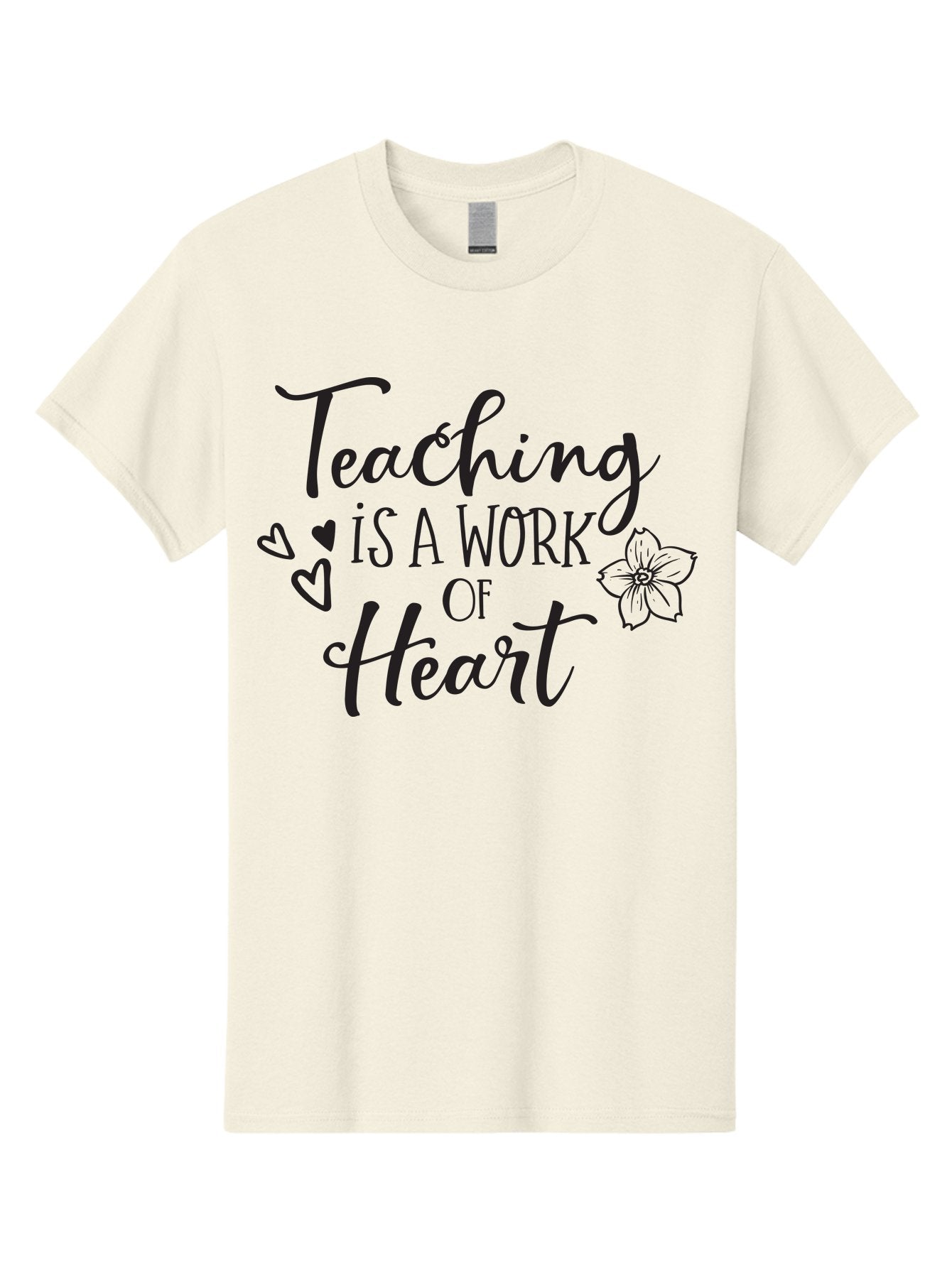 Teaching-Is-A-Work-Of-Heart Men'S Graphic Tee, 100% Cotton, Comfortable Casual Summer Wear, Machine Washable, Inspirational Quote, Teaching Profession, Heartfelt Dedication, Teacher Appreciation, Motivational Phrase, Educational Quotes, Aad223 4