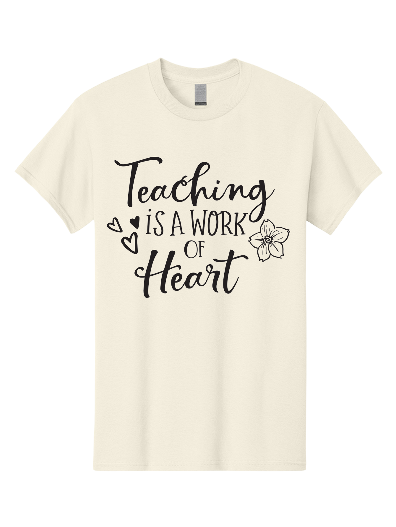 Teaching-Is-A-Work-Of-Heart Men'S Graphic Tee, 100% Cotton, Comfortable Casual Summer Wear, Machine Washable, Inspirational Quote, Teaching Profession, Heartfelt Dedication, Teacher Appreciation, Motivational Phrase, Educational Quotes, Aad223 23