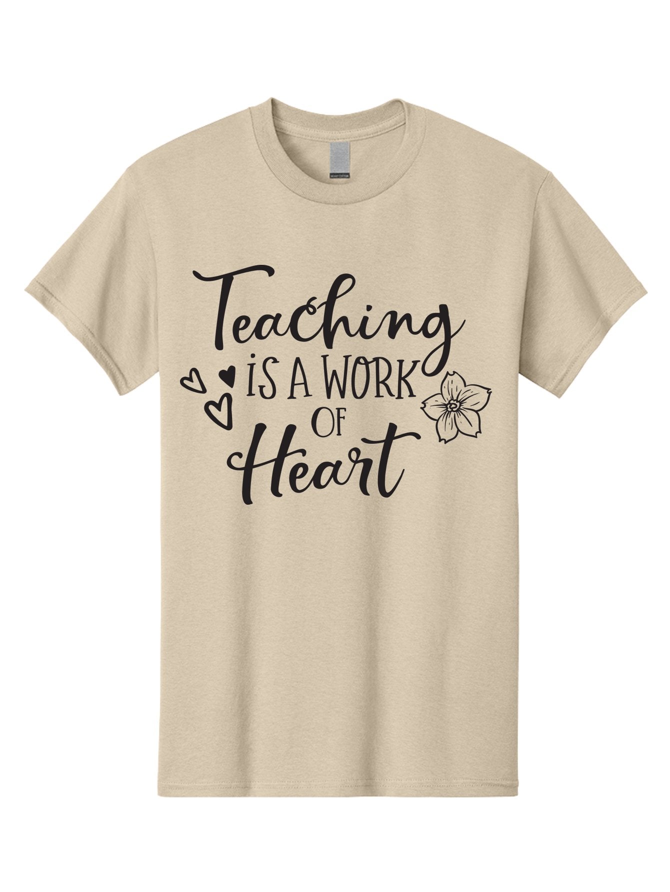 Teaching-Is-A-Work-Of-Heart Men'S Graphic Tee, 100% Cotton, Comfortable Casual Summer Wear, Machine Washable, Inspirational Quote, Teaching Profession, Heartfelt Dedication, Teacher Appreciation, Motivational Phrase, Educational Quotes, Aad223 6
