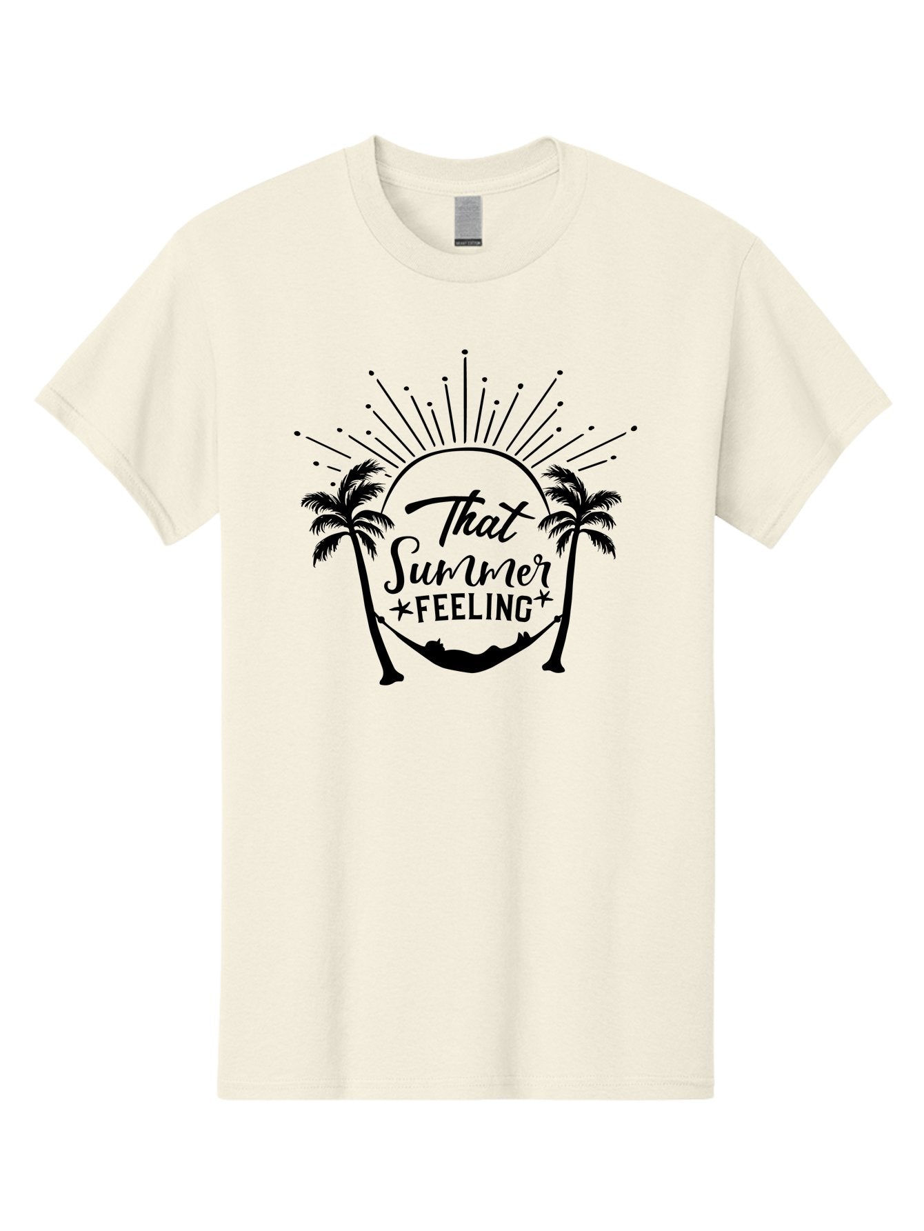 That-Summer-Feeling Men'S Graphic Tee, 100% Cotton, Comfortable Casual Summer Wear, Machine Washable, Summer Vibes, Tropical Getaway, Hammock Relaxation, Palm Trees, Vacation Mode, Summertime Fun, Feel-Good Atmosphere, Sunshine Aad229