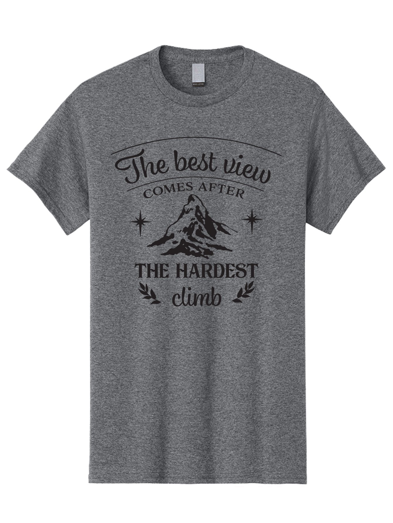 The-Best-View-Comes-After-The-Hardest-Climb Men'S Graphic Tee, 100% Cotton, Comfortable Casual Summer Wear, Machine Washable, Motivational Quote, Inspirational Message, Mountain Climbing, Perseverance, Success, Achievement, Fitness, Wellness Aad230 5