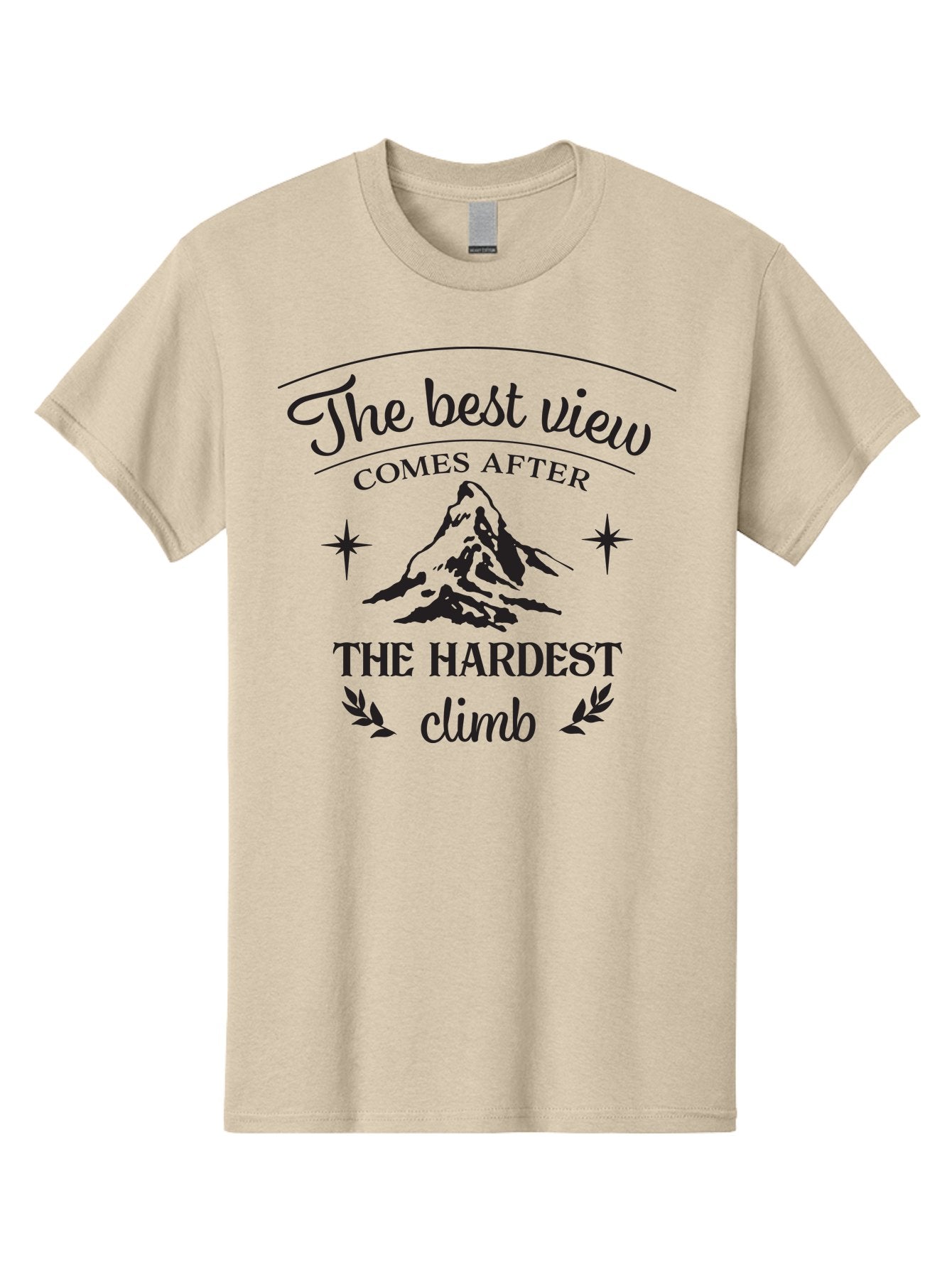 The-Best-View-Comes-After-The-Hardest-Climb Men'S Graphic Tee, 100% Cotton, Comfortable Casual Summer Wear, Machine Washable, Motivational Quote, Inspirational Message, Mountain Climbing, Perseverance, Success, Achievement, Fitness, Wellness Aad230 11