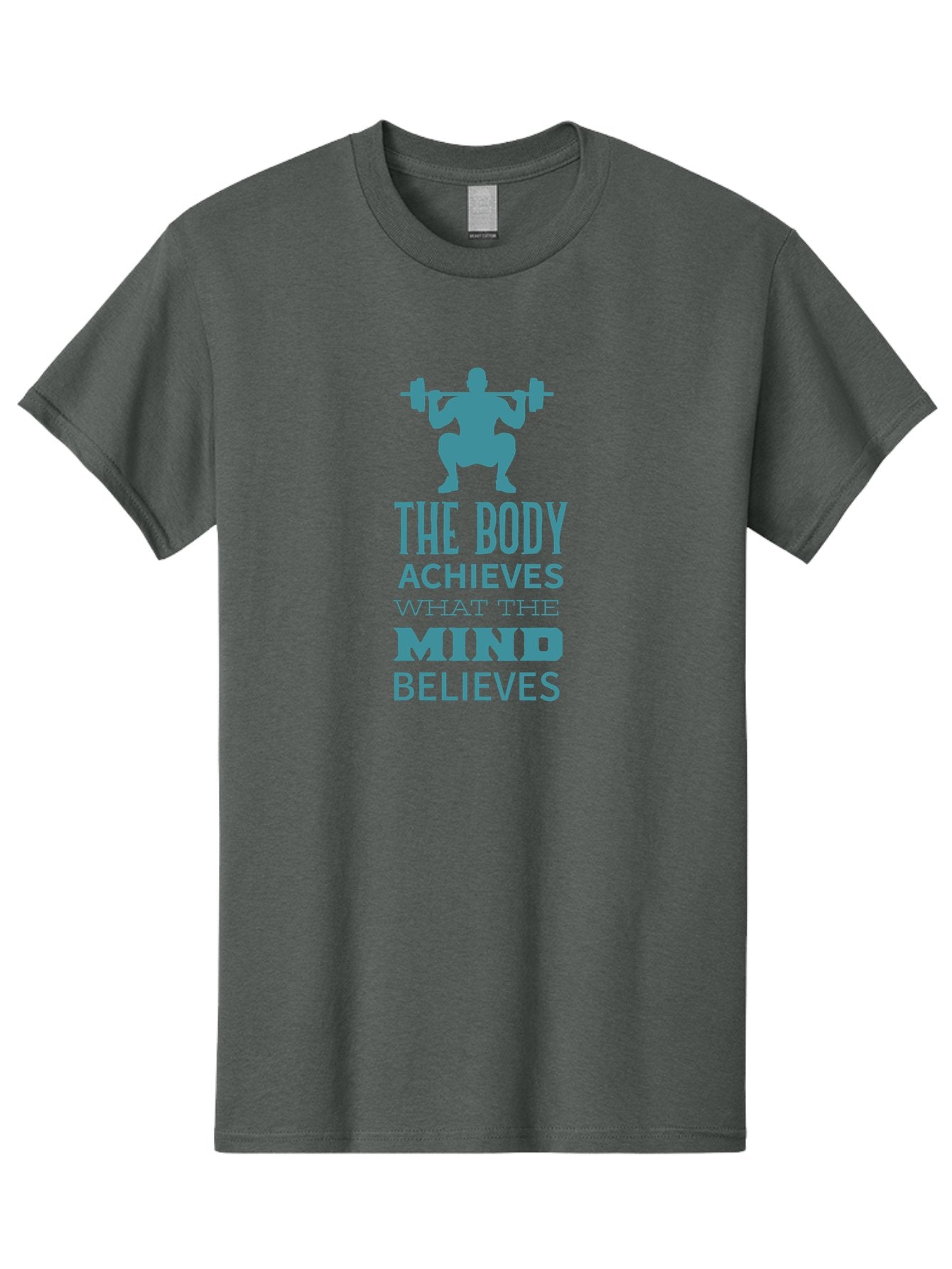 The-Body-Achieves-What-The-Mind-Believes Men'S Graphic Tee, 100% Cotton, Comfortable Casual Summer Wear, Machine Washable, Motivational Quote, Weightlifting, Fitness Inspiration, Bodybuilding, Mental Toughness, Workout Motivation, Gym Quotes, Aad231 4