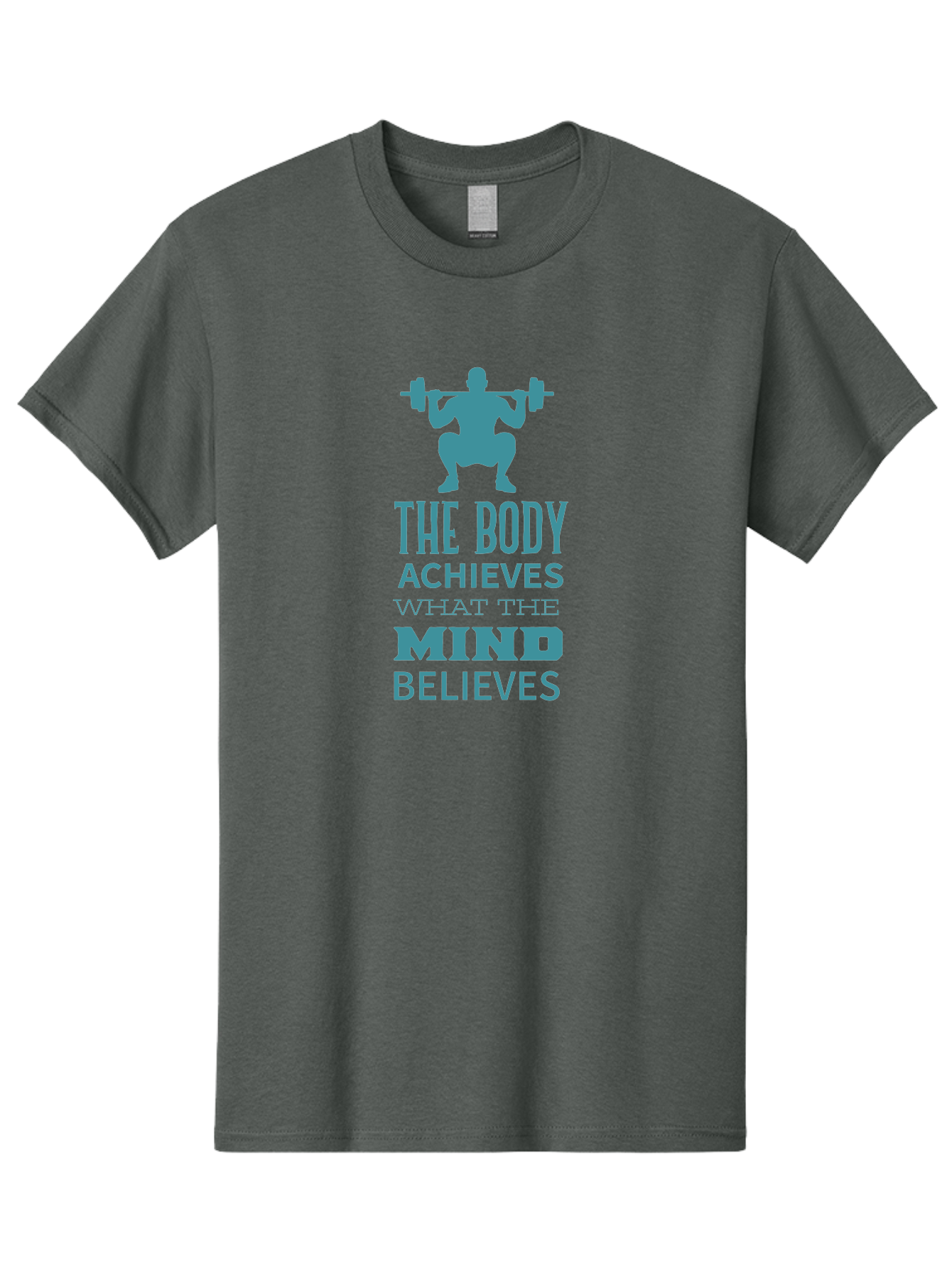 The-Body-Achieves-What-The-Mind-Believes Men'S Graphic Tee, 100% Cotton, Comfortable Casual Summer Wear, Machine Washable, Motivational Quote, Weightlifting, Fitness Inspiration, Bodybuilding, Mental Toughness, Workout Motivation, Gym Quotes, Aad231 23
