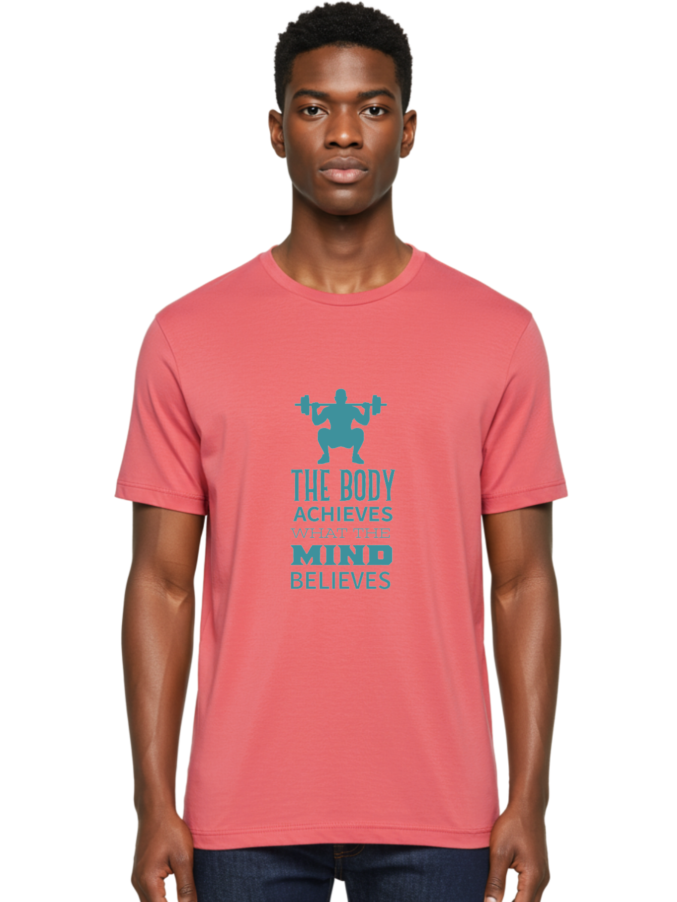 The-Body-Achieves-What-The-Mind-Believes Men'S Graphic Tee, 100% Cotton, Comfortable Casual Summer Wear, Machine Washable, Motivational Quote, Weightlifting, Fitness Inspiration, Bodybuilding, Mental Toughness, Workout Motivation, Gym Quotes, Aad231 28