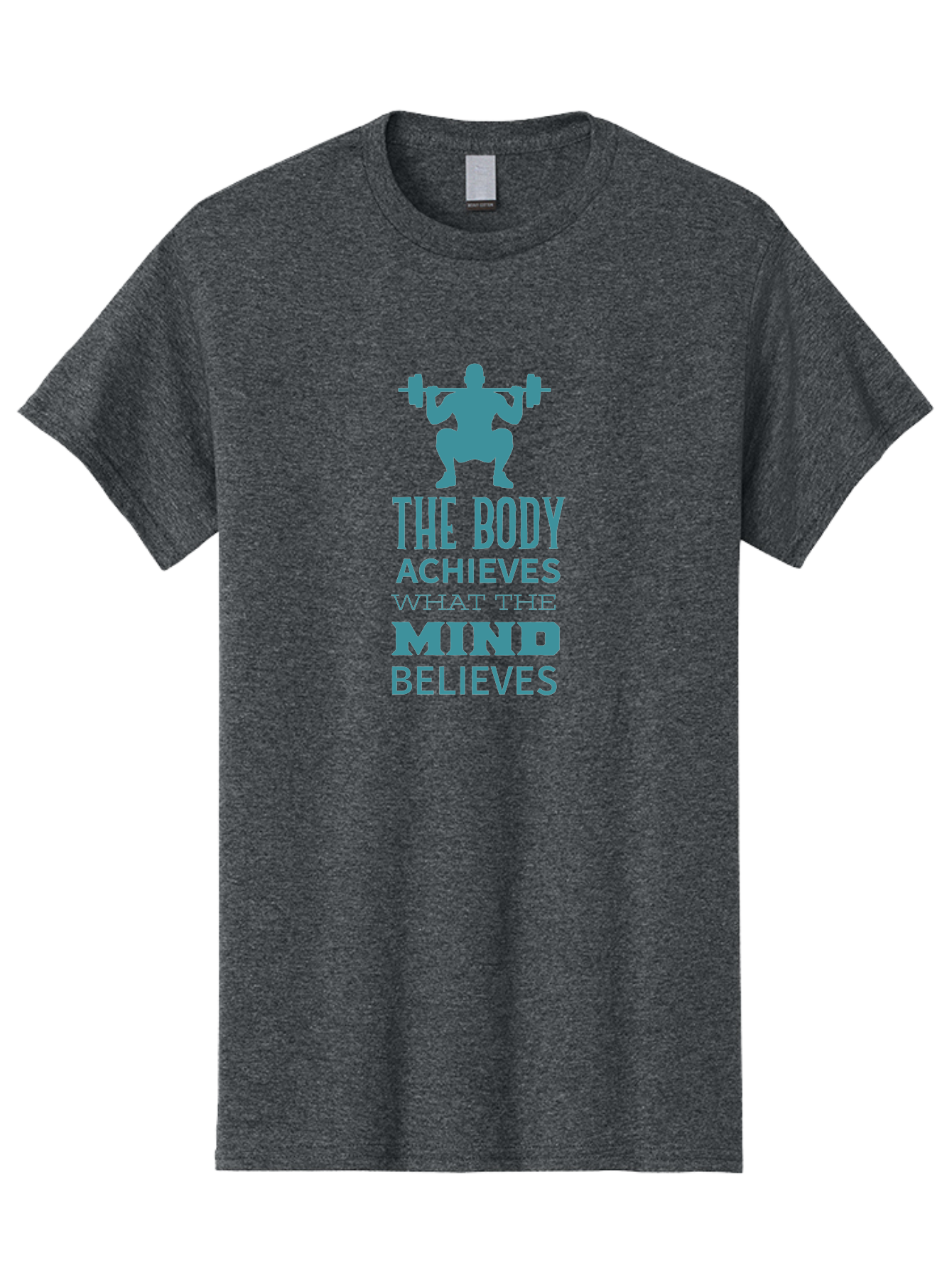 The-Body-Achieves-What-The-Mind-Believes Men'S Graphic Tee, 100% Cotton, Comfortable Casual Summer Wear, Machine Washable, Motivational Quote, Weightlifting, Fitness Inspiration, Bodybuilding, Mental Toughness, Workout Motivation, Gym Quotes, Aad231 25