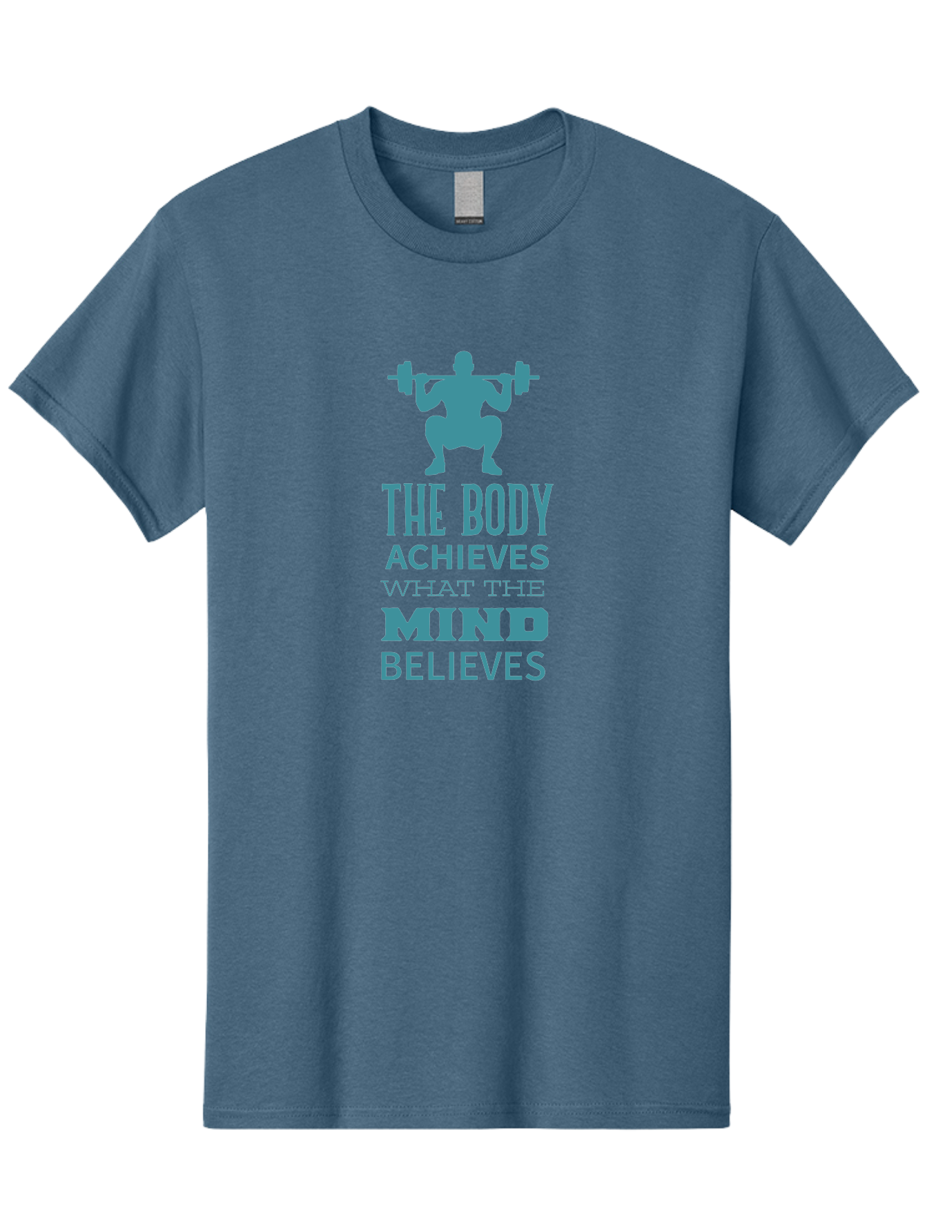 The-Body-Achieves-What-The-Mind-Believes Men'S Graphic Tee, 100% Cotton, Comfortable Casual Summer Wear, Machine Washable, Motivational Quote, Weightlifting, Fitness Inspiration, Bodybuilding, Mental Toughness, Workout Motivation, Gym Quotes, Aad231 19