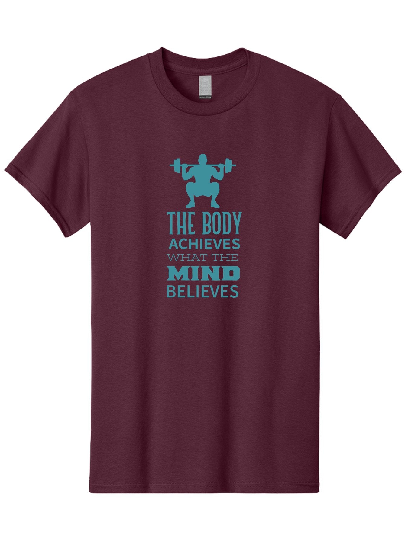 The-Body-Achieves-What-The-Mind-Believes Men'S Graphic Tee, 100% Cotton, Comfortable Casual Summer Wear, Machine Washable, Motivational Quote, Weightlifting, Fitness Inspiration, Bodybuilding, Mental Toughness, Workout Motivation, Gym Quotes, Aad231 8