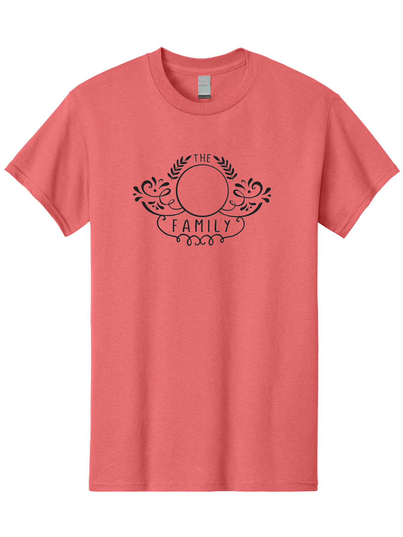 The-Family-1 Men'S Graphic Tee, 100% Cotton, Comfortable Casual Summer Wear, Machine Washable, Family Emblem, Ornate Design, Floral Patterns, Decorative Typography, Vintage Style, Personalized Crest, Custom Monogram, Floral Wreath, Aad232