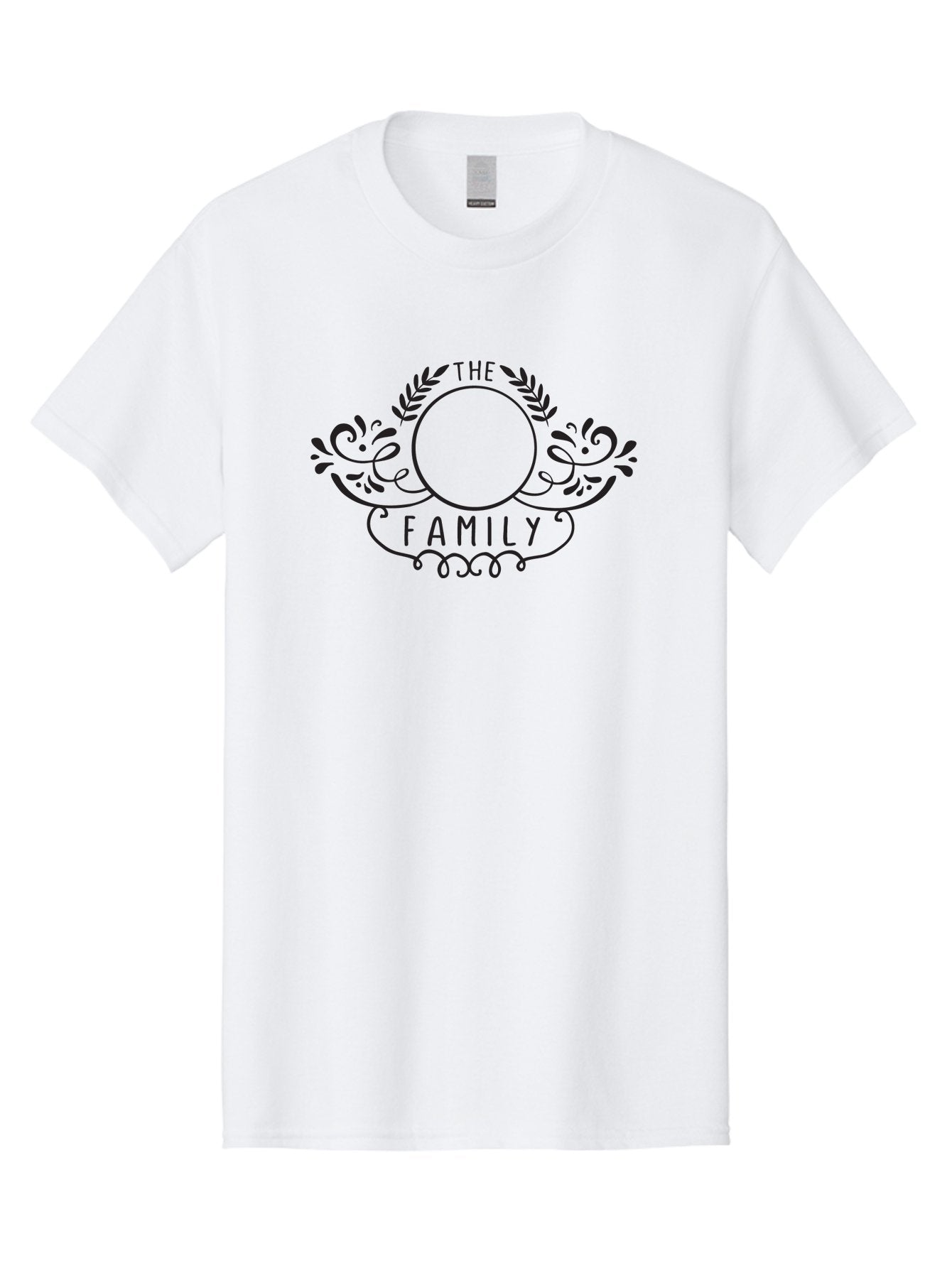 The-Family-1 Men'S Graphic Tee, 100% Cotton, Comfortable Casual Summer Wear, Machine Washable, Family Emblem, Ornate Design, Floral Patterns, Decorative Typography, Vintage Style, Personalized Crest, Custom Monogram, Floral Wreath, Aad232 8