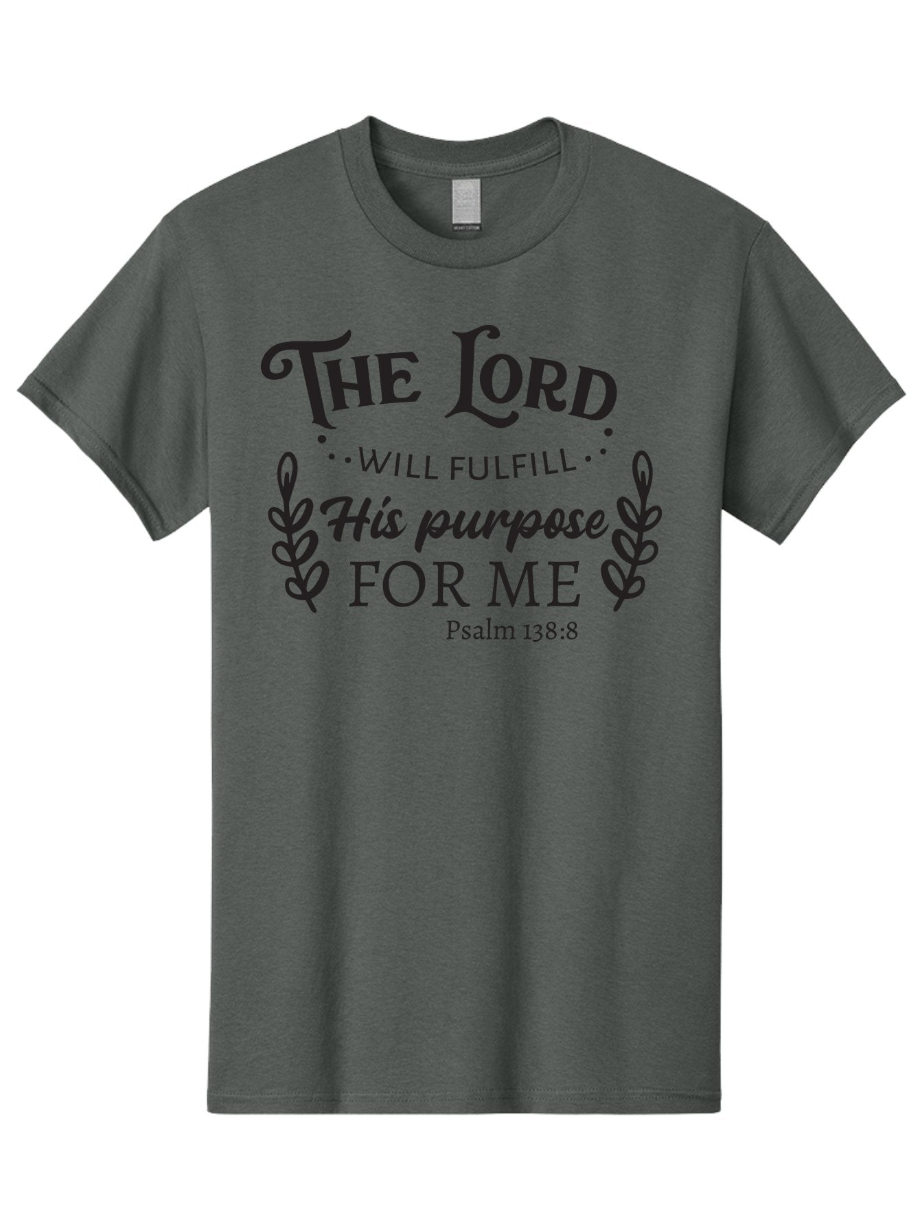 The-Lord-Will-Fulfill-His-Purpose-For-Me Men'S Graphic Tee, 100% Cotton, Comfortable Casual Summer Wear, Machine Washable, Inspirational Quote, Motivational Quote, Bible Verse, Psalm 138:8, Faith-Based Design, Religious Art, Aad236 12