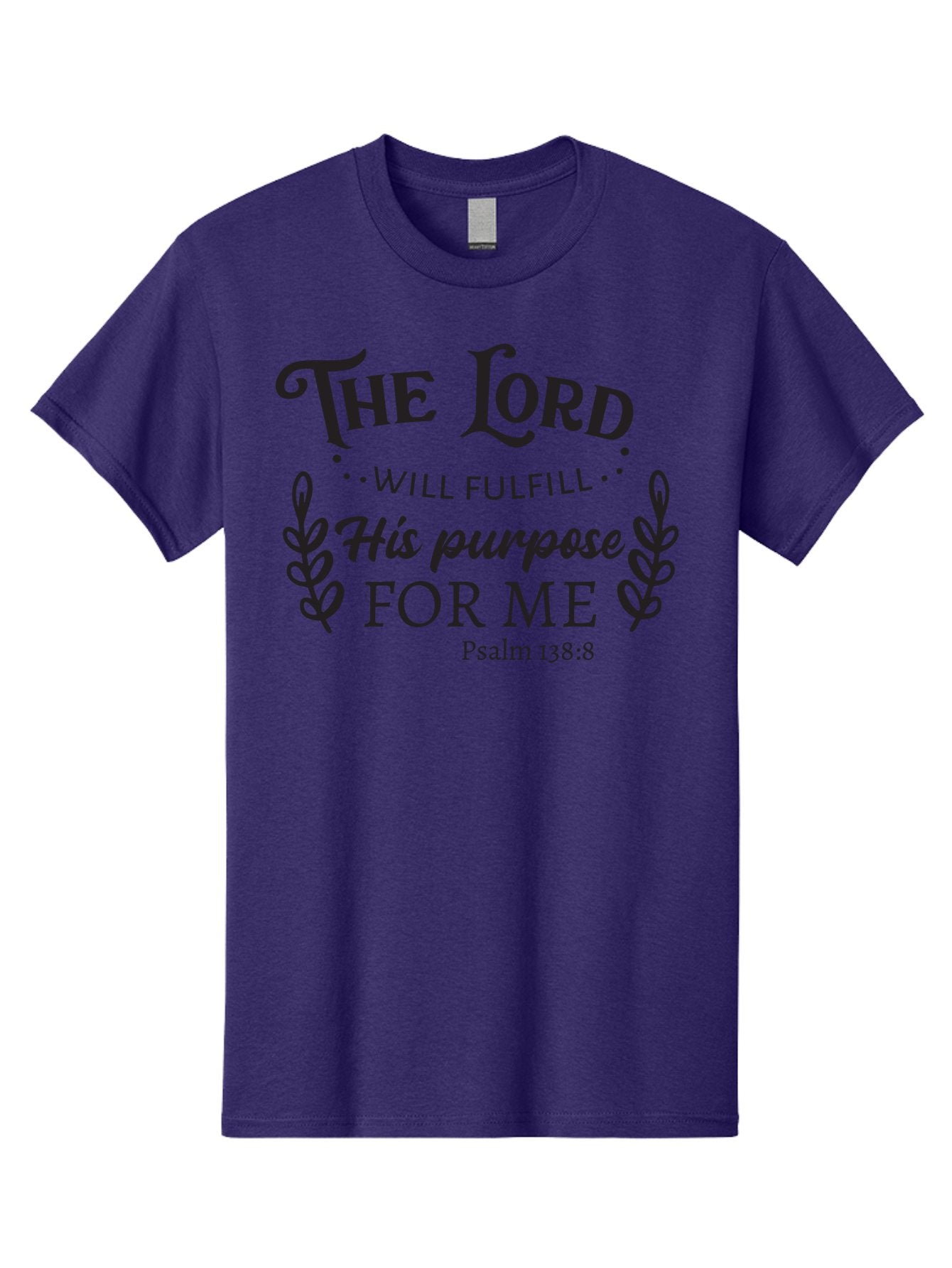 The-Lord-Will-Fulfill-His-Purpose-For-Me Men'S Graphic Tee, 100% Cotton, Comfortable Casual Summer Wear, Machine Washable, Inspirational Quote, Motivational Quote, Bible Verse, Psalm 138:8, Faith-Based Design, Religious Art, Aad236 14